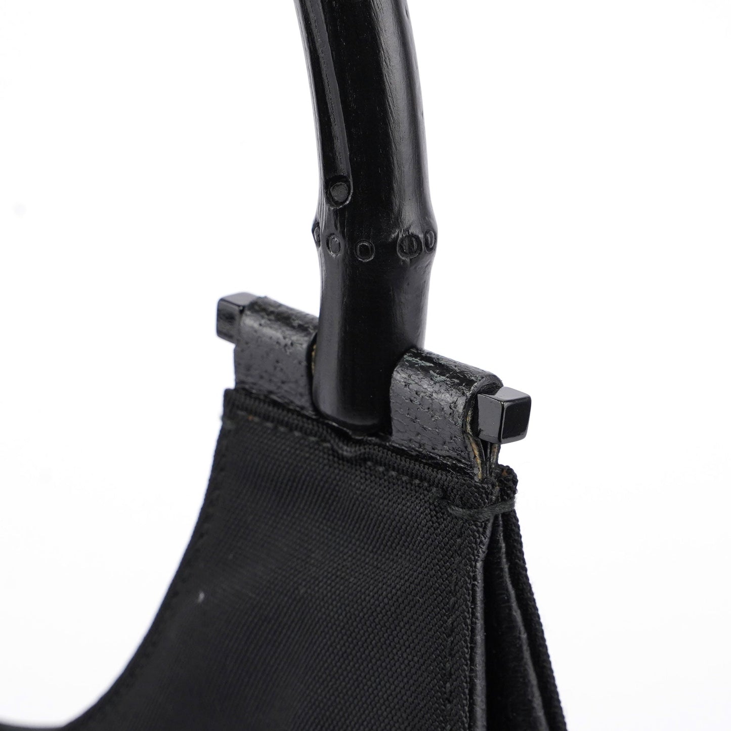 Gucci Black Canvas Bamboo Shoulder Bag
