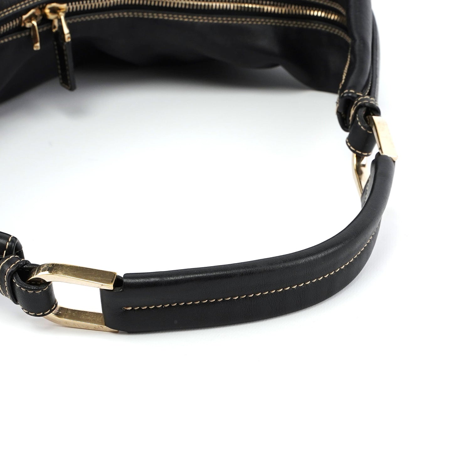 73884 Black Calfskin V Hobo Shoulder Bag