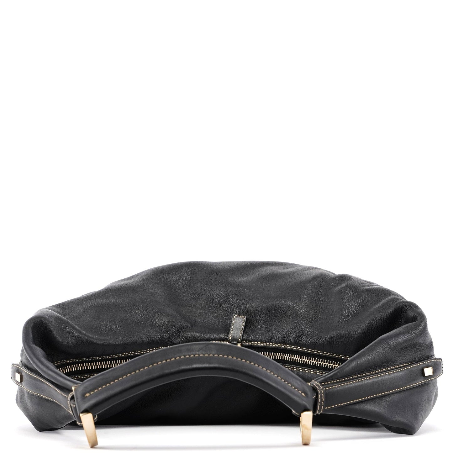 73884 Black Calfskin V Hobo Shoulder Bag