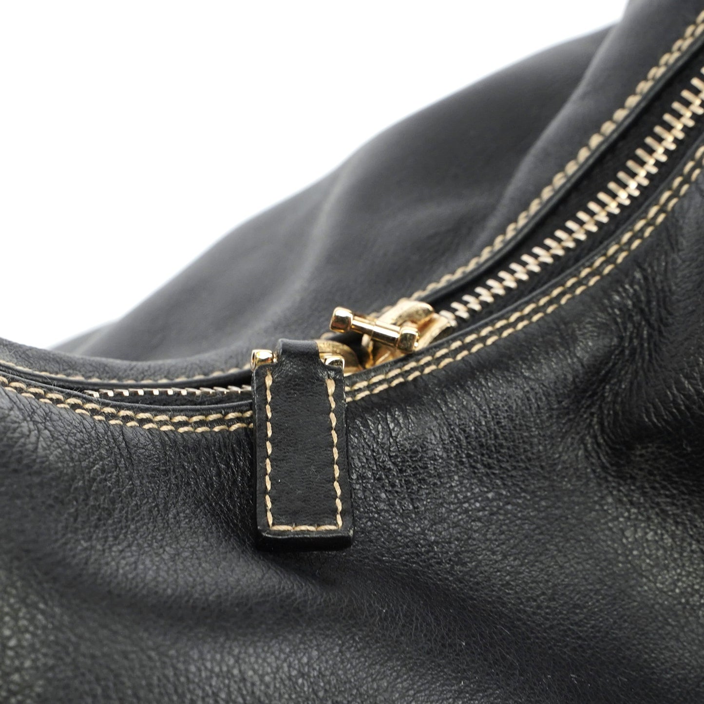 73884 Black Calfskin V Hobo Shoulder Bag