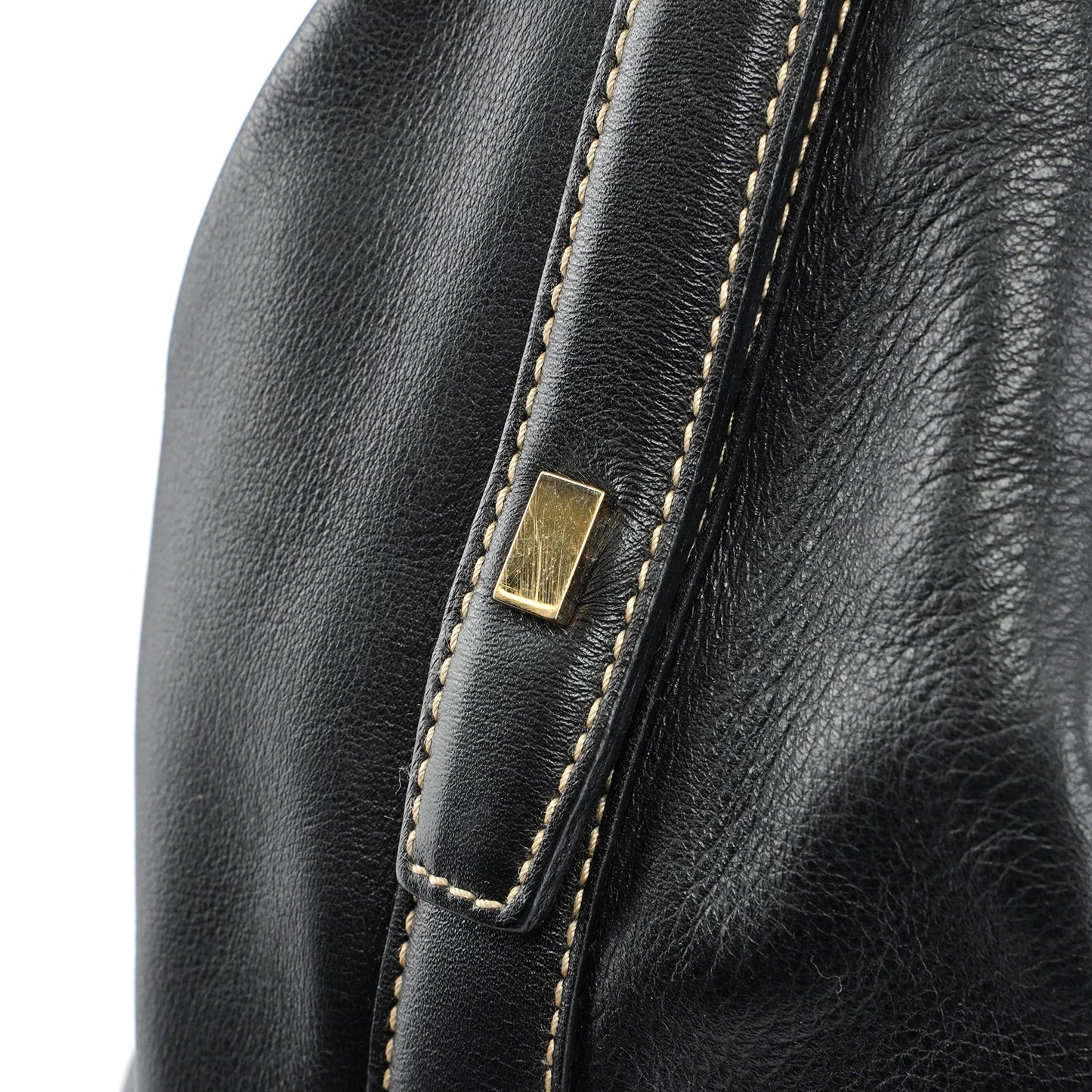 73884 Black Calfskin V Hobo Shoulder Bag