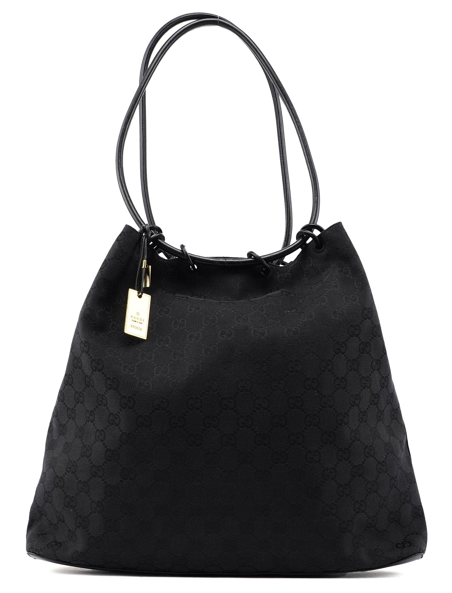 90640 Black GG Drawstring Shoulder Bag
