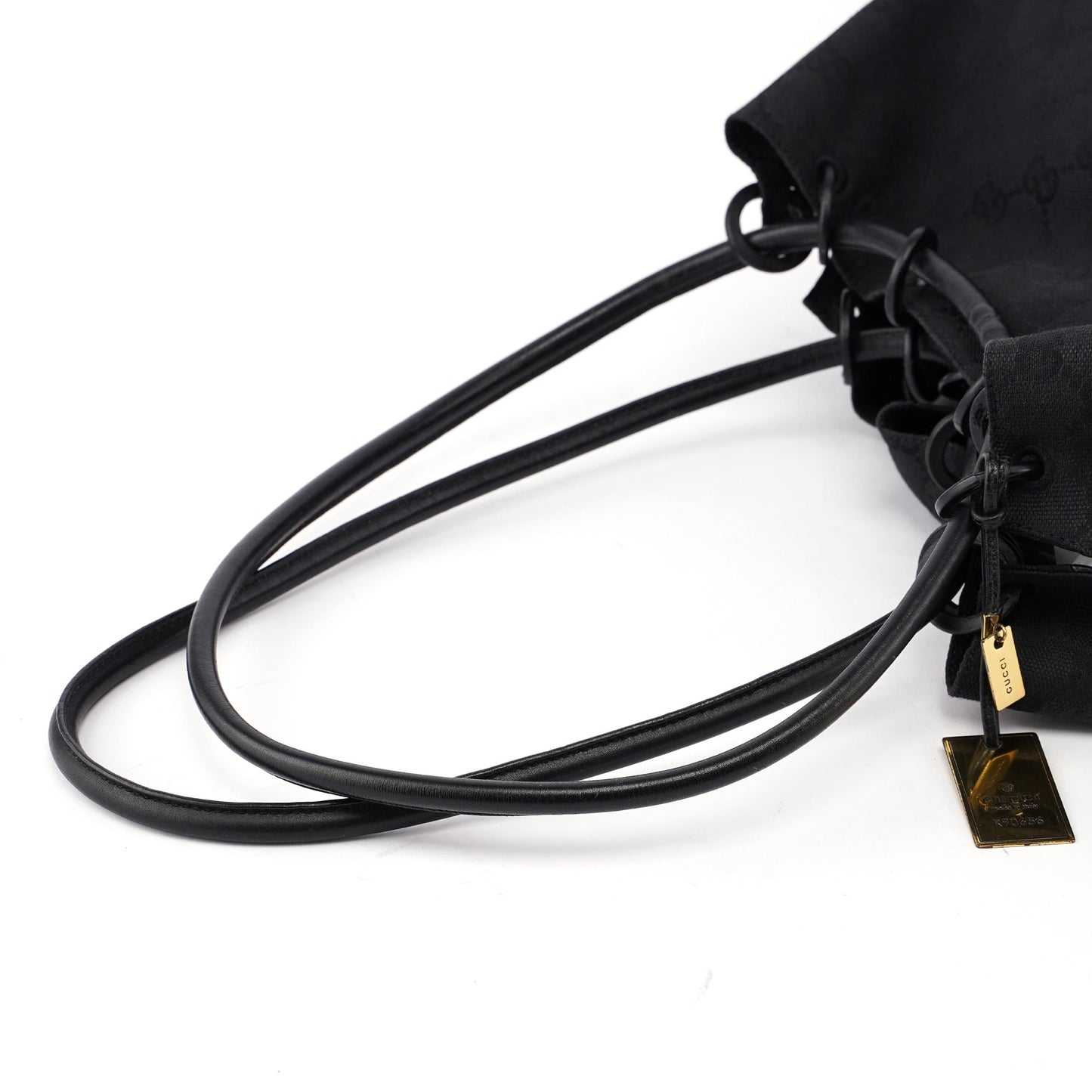 90640 Black GG Drawstring Shoulder Bag