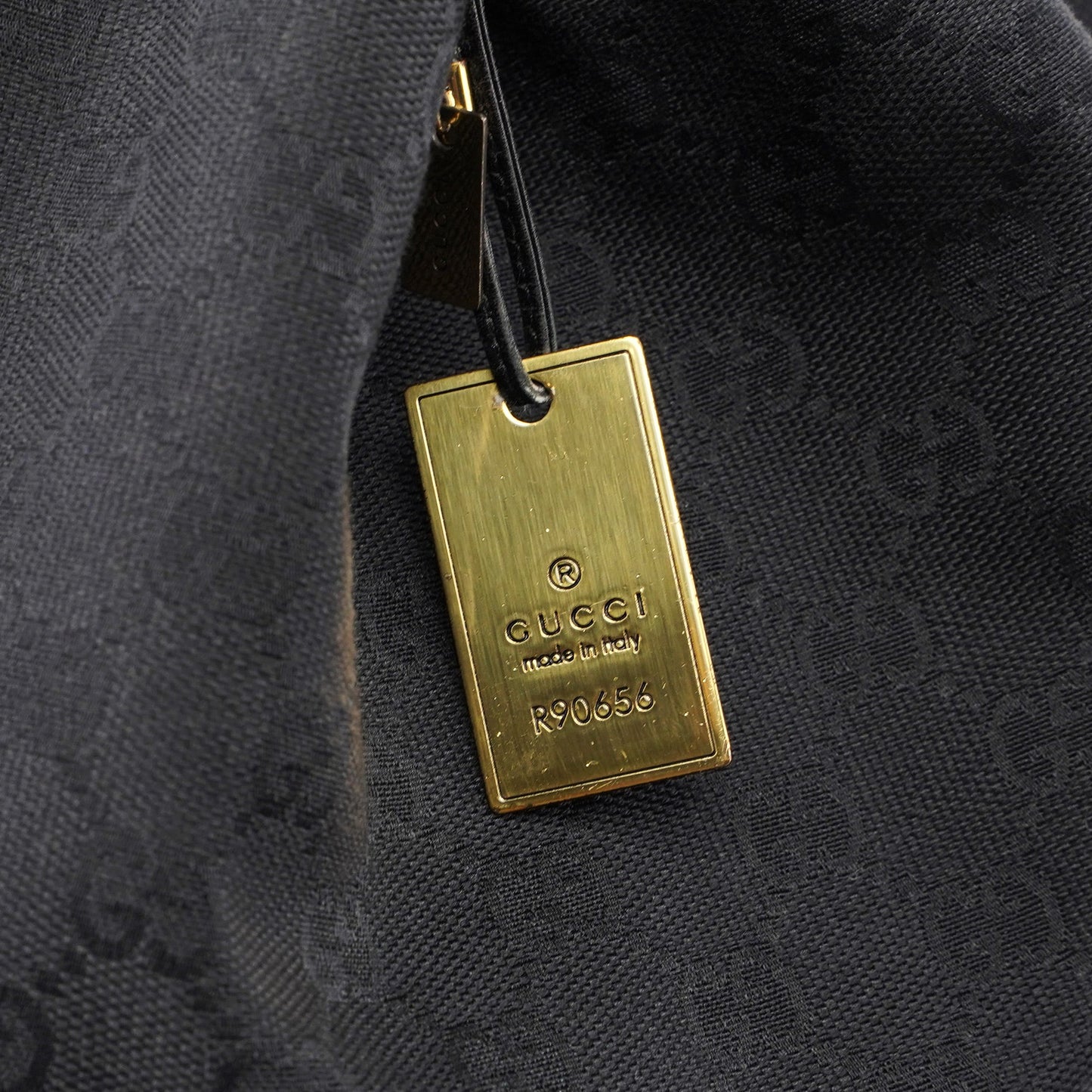 90640 Black GG Drawstring Shoulder Bag