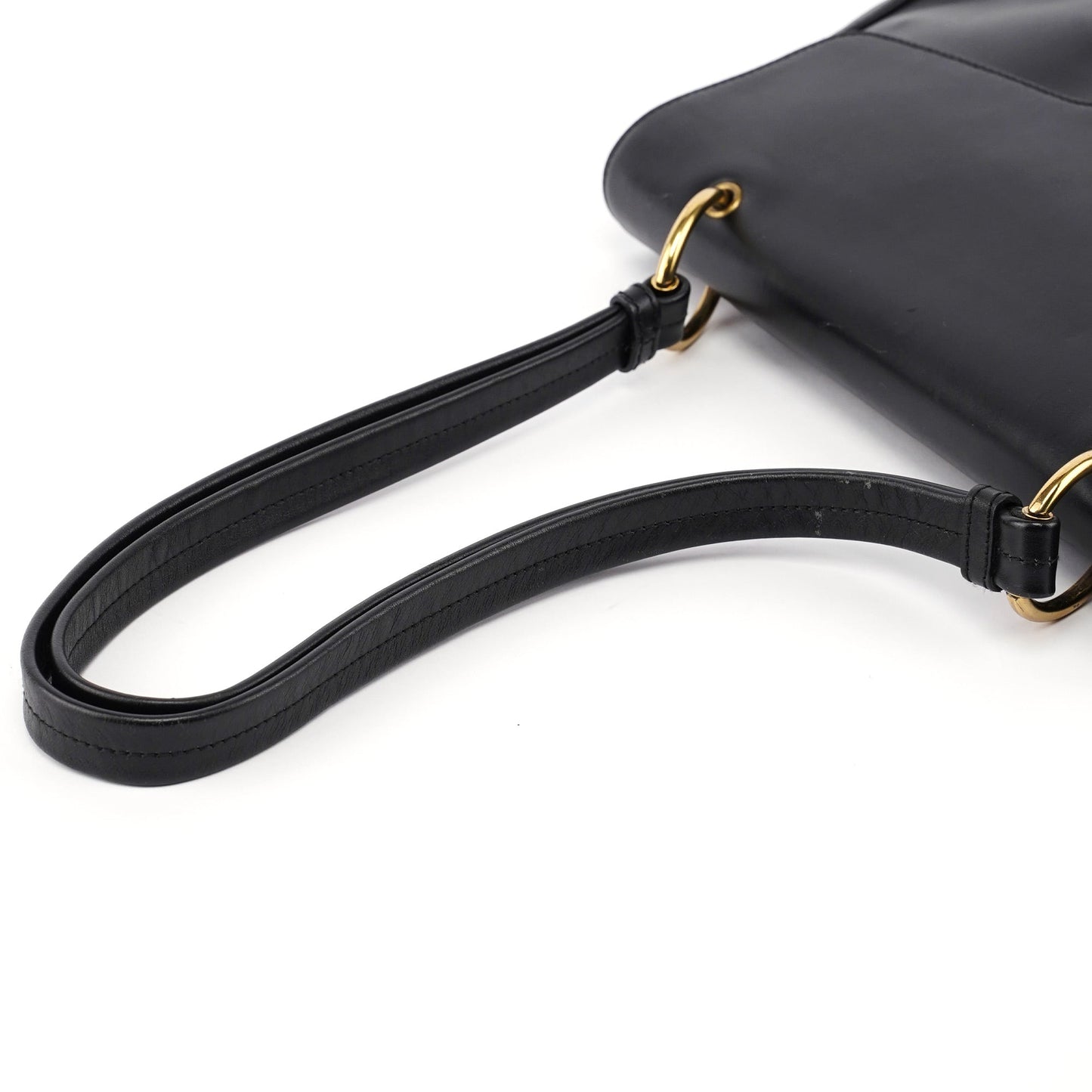 90643 Black Calfskin Buckle Shoulder Bag