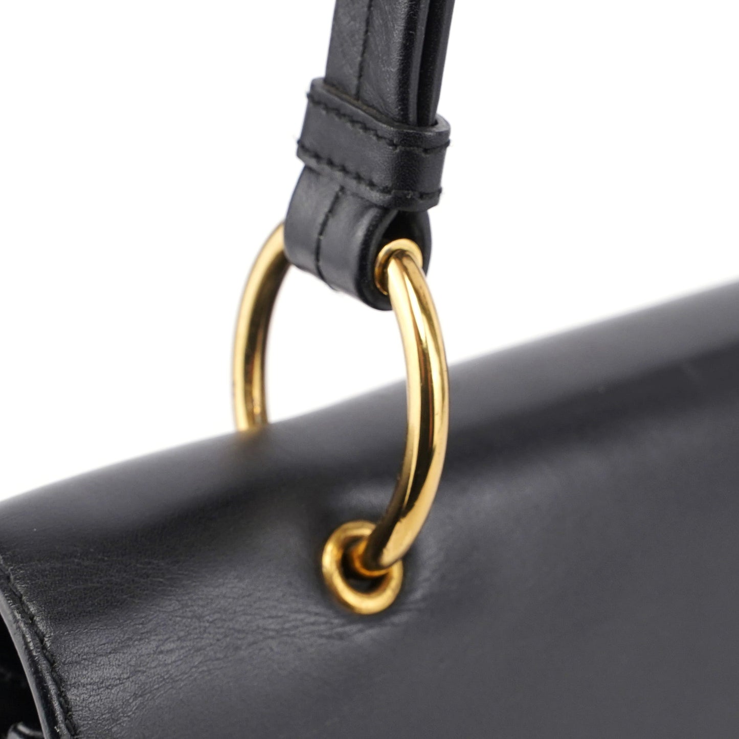 90643 Black Calfskin Buckle Shoulder Bag