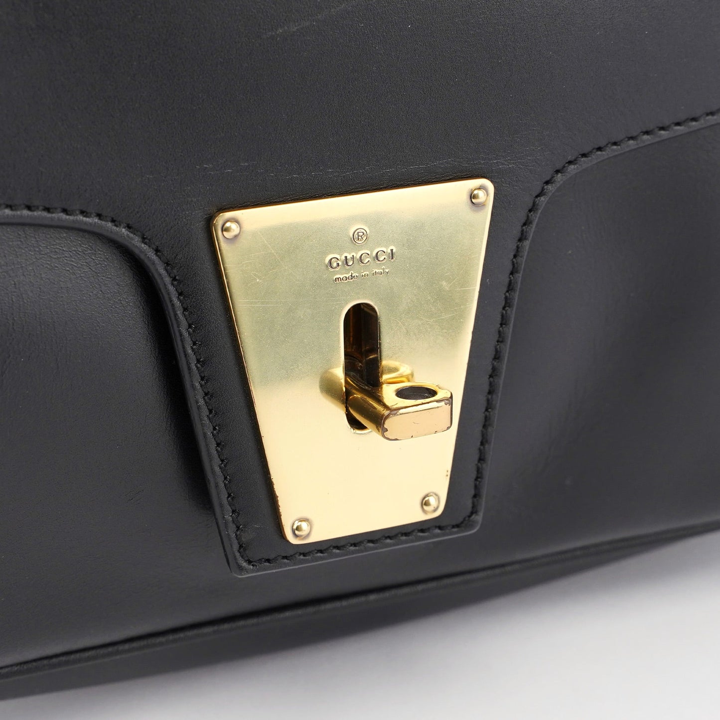 90643 Black Calfskin Buckle Shoulder Bag