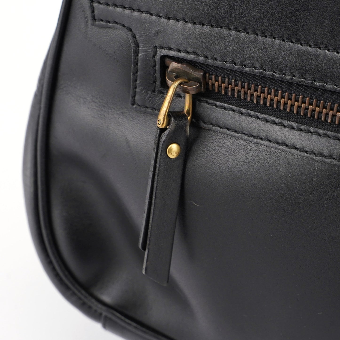 90643 Black Calfskin Buckle Shoulder Bag