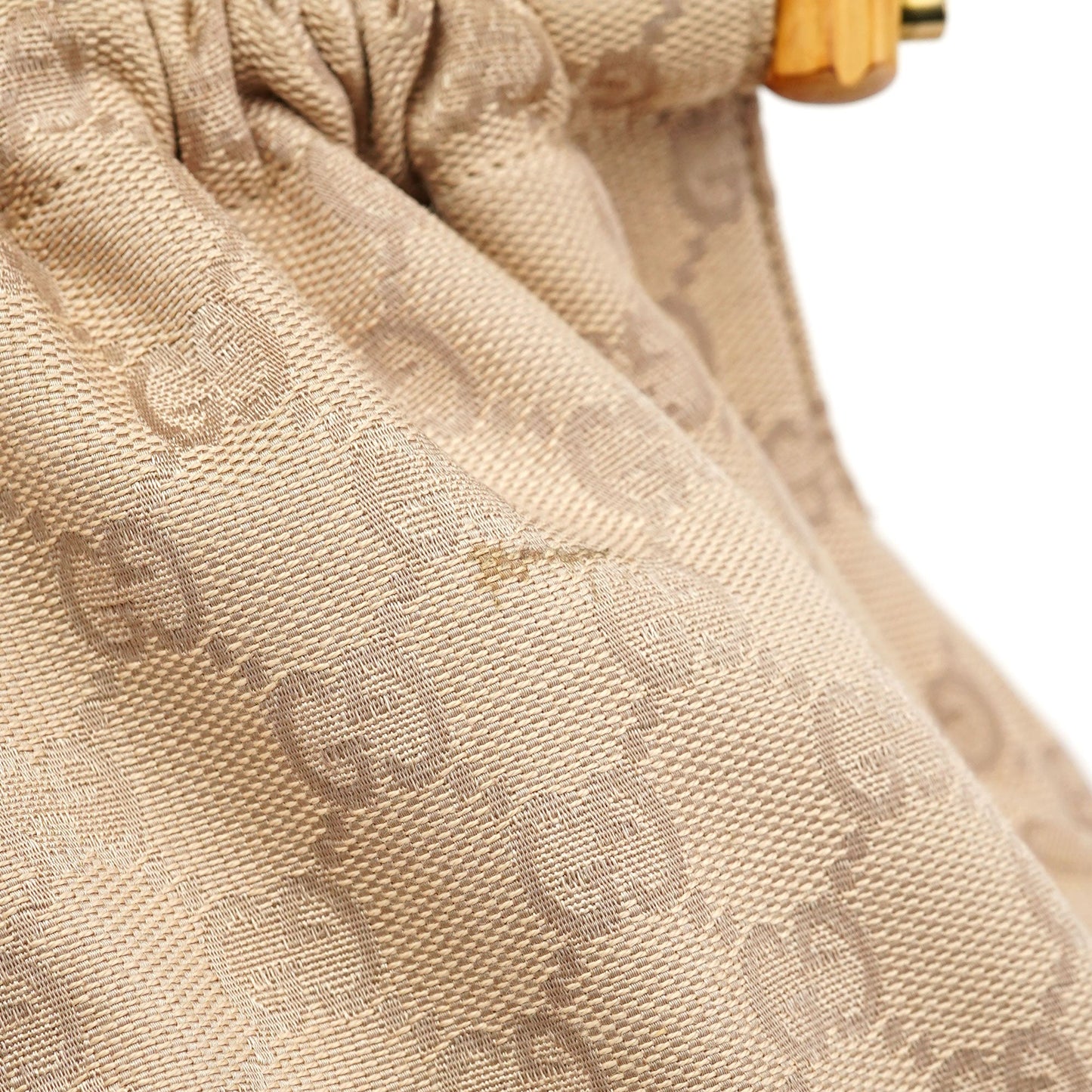 92708 Beige GG Bamboo Handle Shoulder Bag