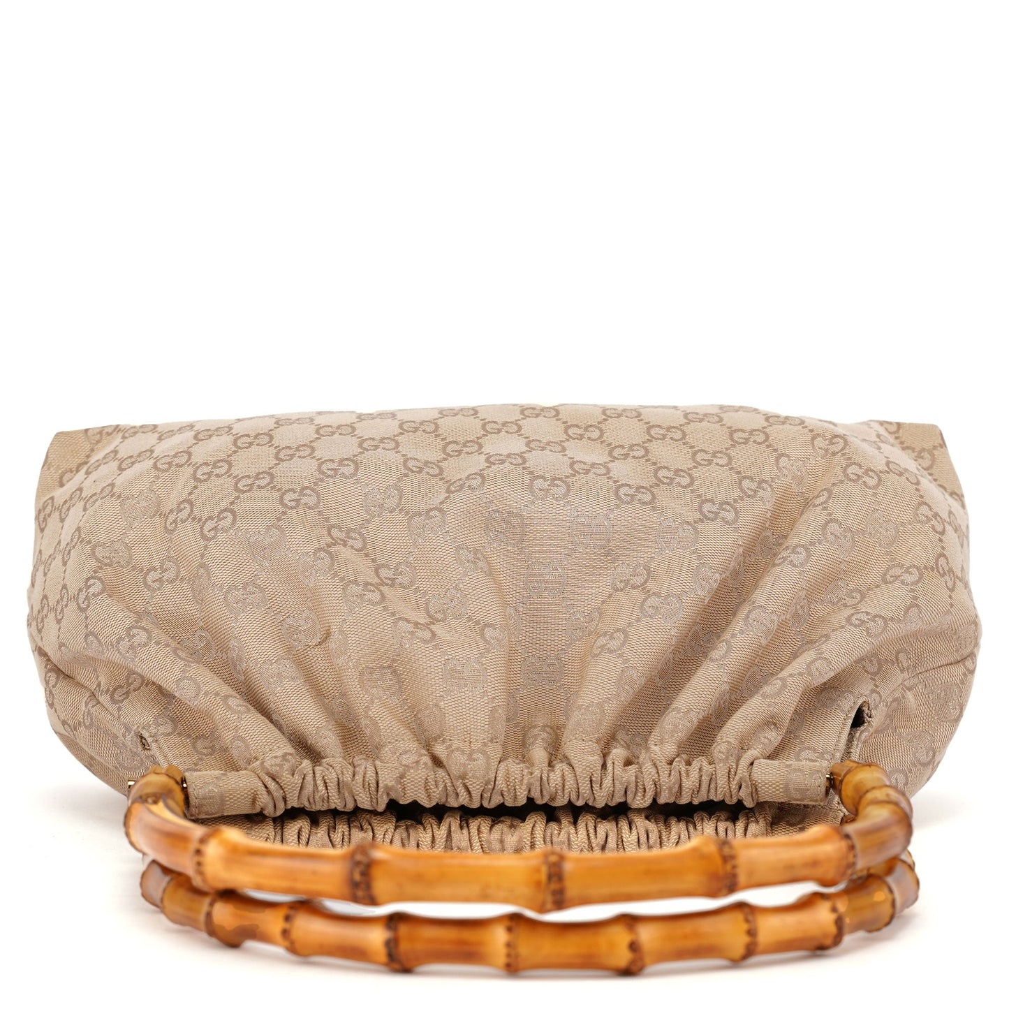 92708 Beige GG Bamboo Handle Shoulder Bag