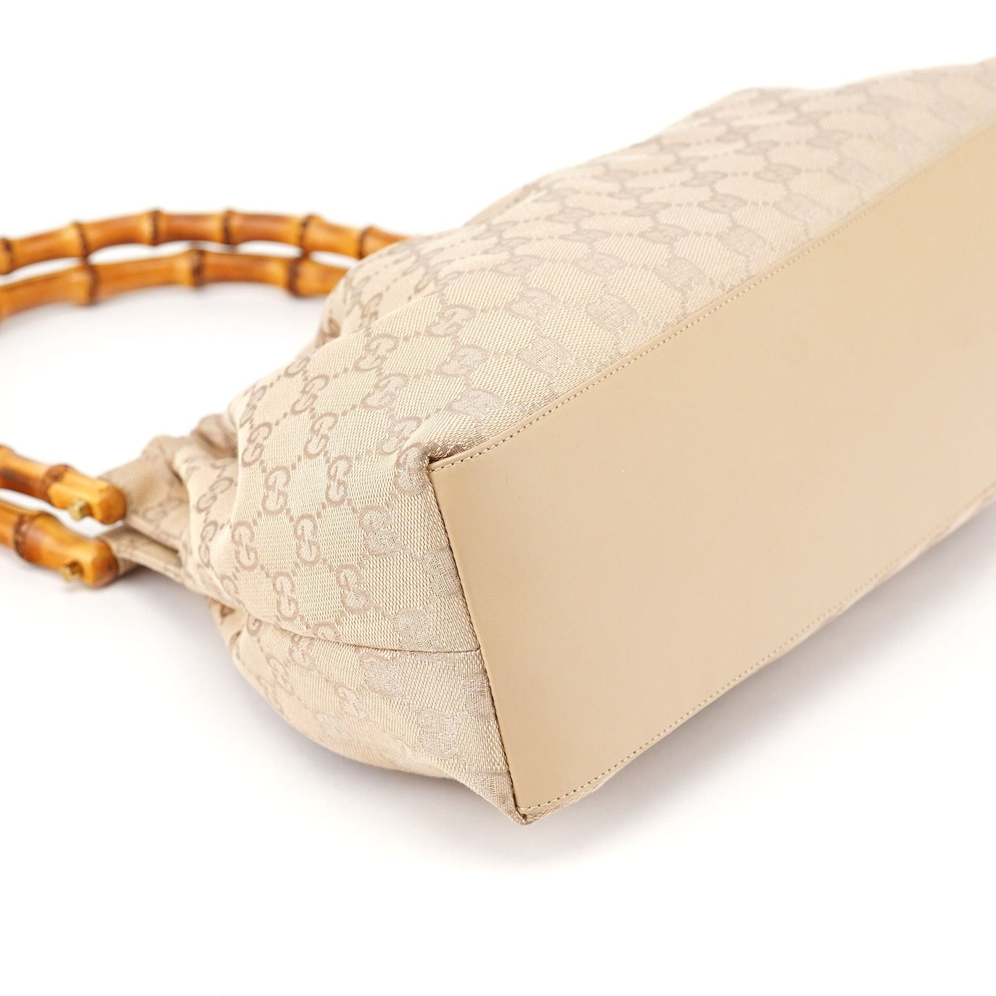 92708 Beige GG Bamboo Handle Shoulder Bag