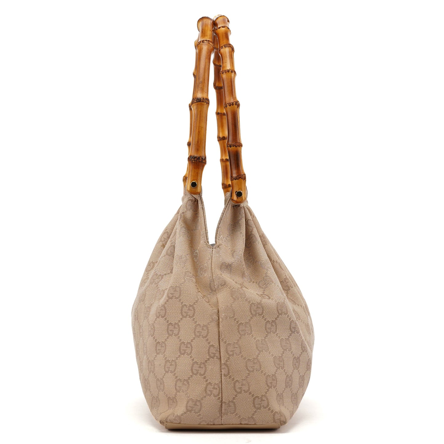 92708 Beige GG Bamboo Handle Shoulder Bag