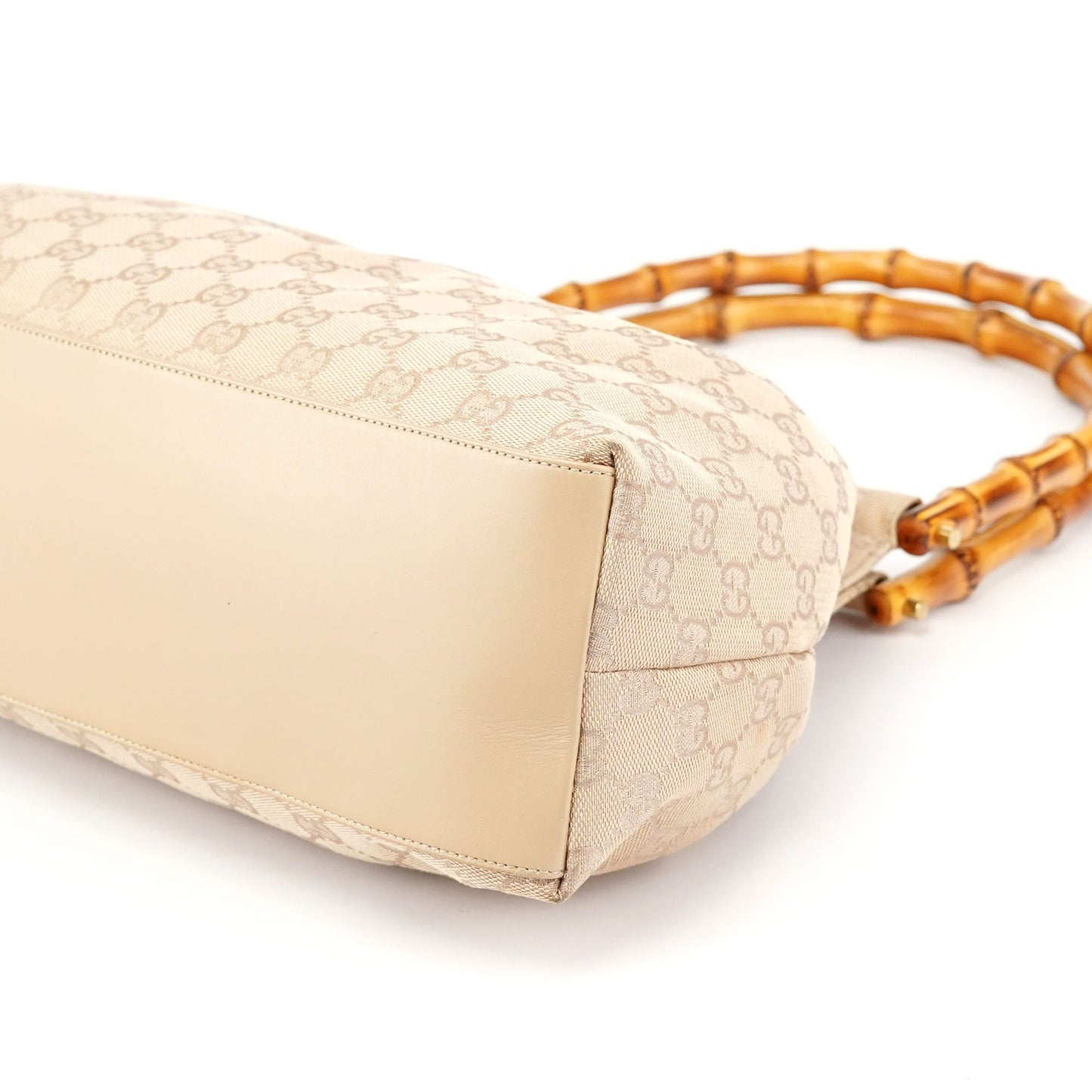 92708 Beige GG Bamboo Handle Shoulder Bag
