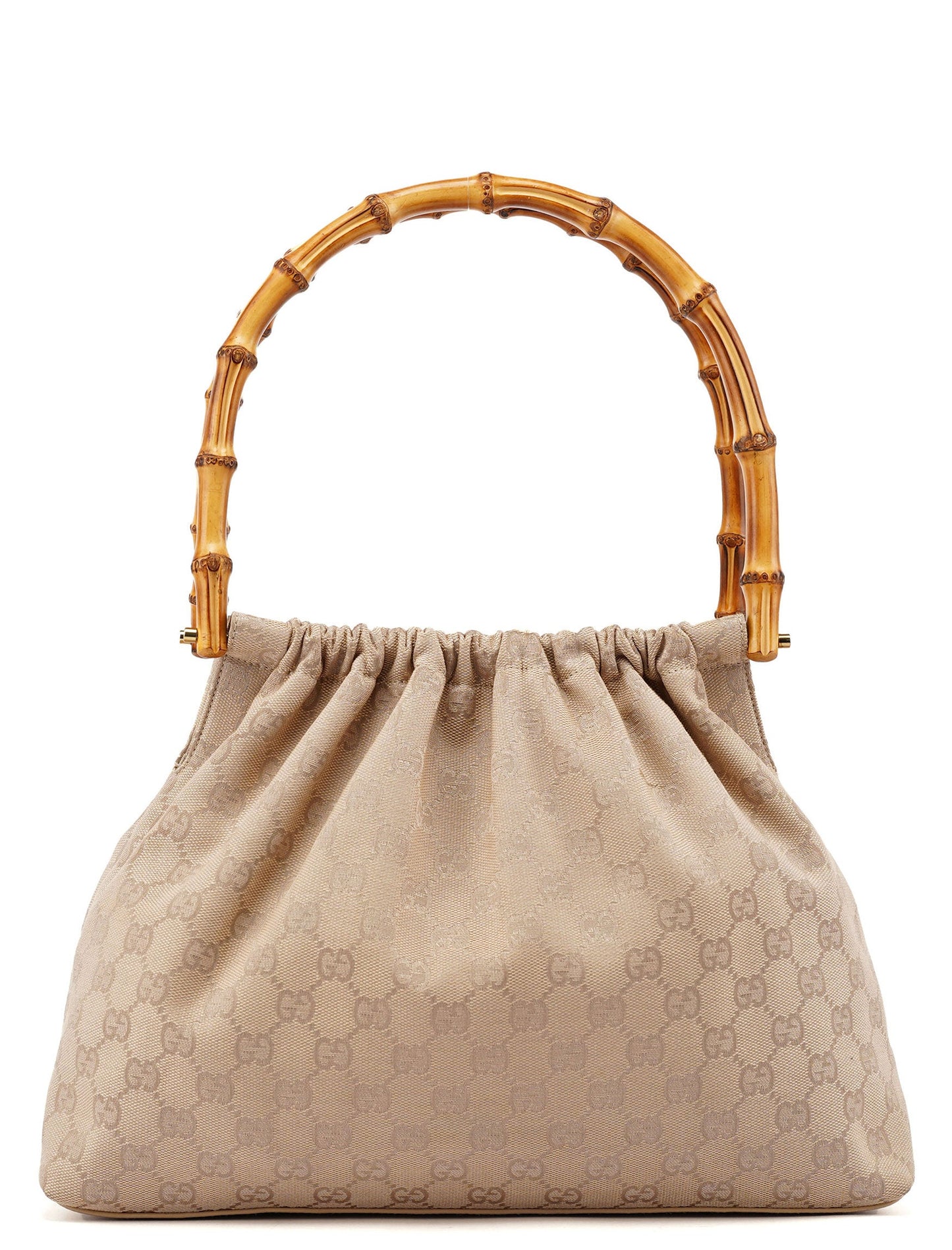 92708 Beige GG Bamboo Handle Shoulder Bag