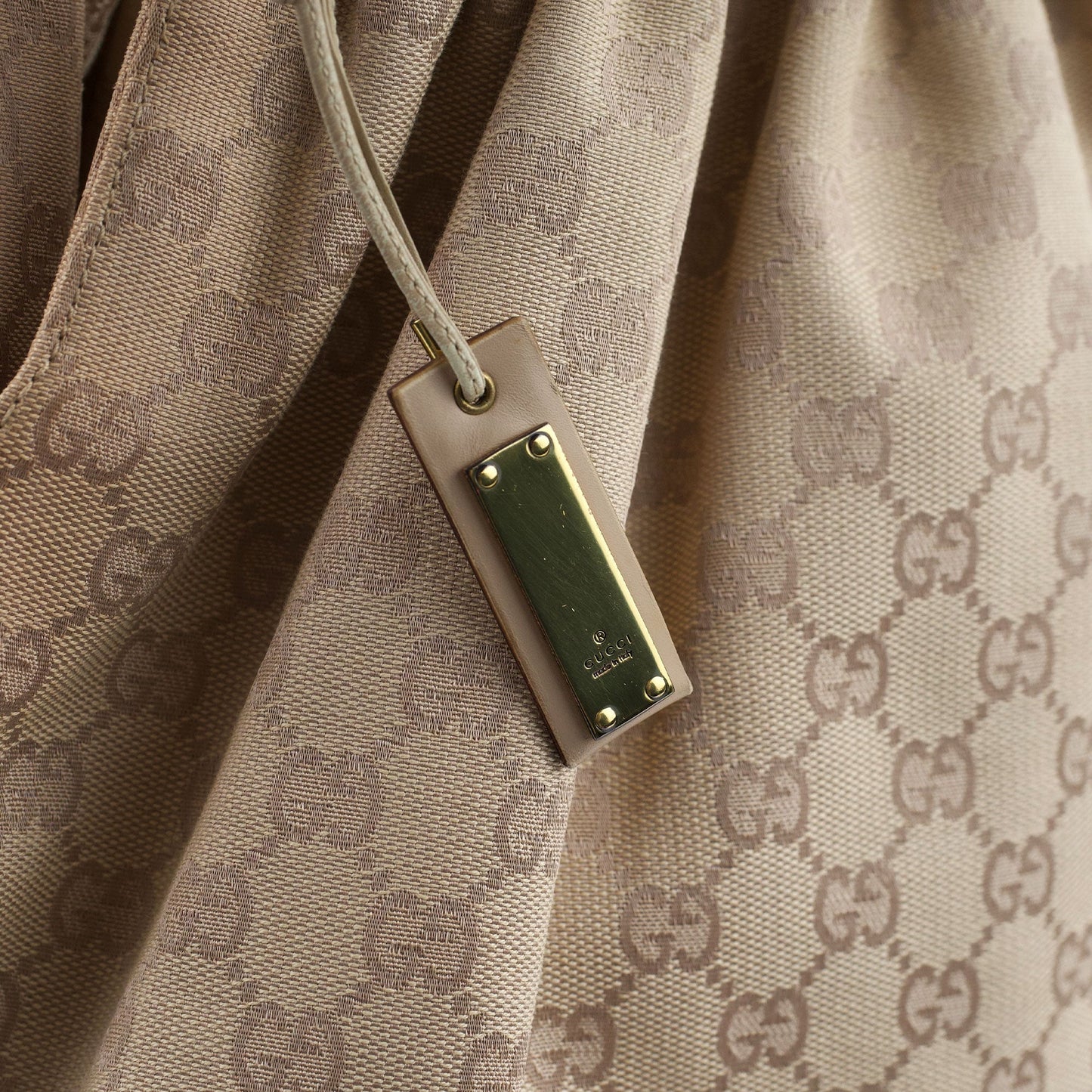 92709 Beige GG Bamboo Handle Bag