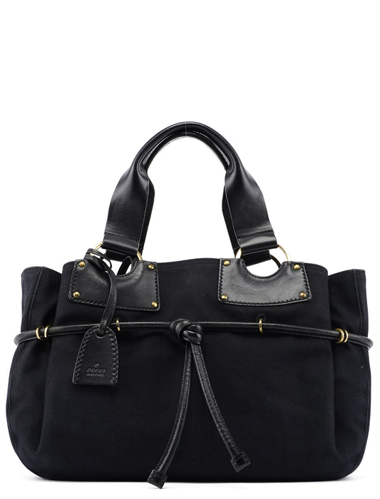 95168 Black Canvas Leather Tote