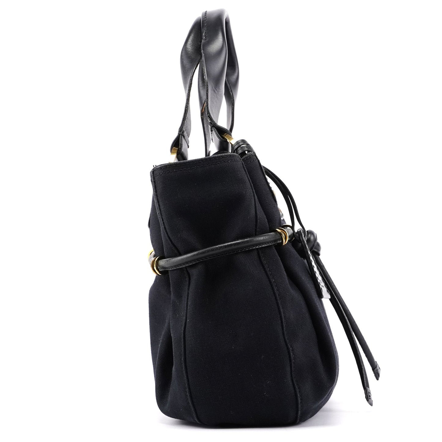 95168 Black Canvas Leather Tote