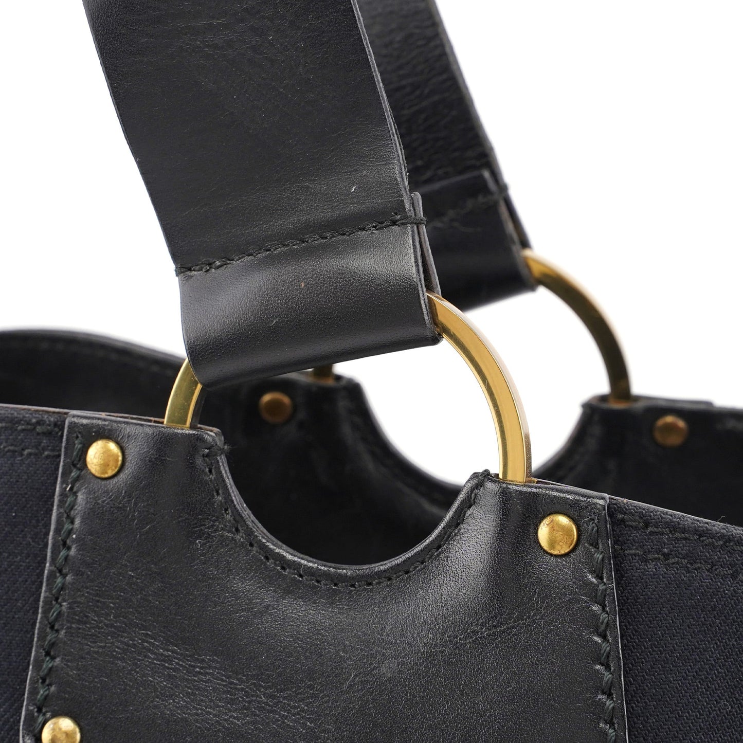 95168 Black Canvas Leather Tote