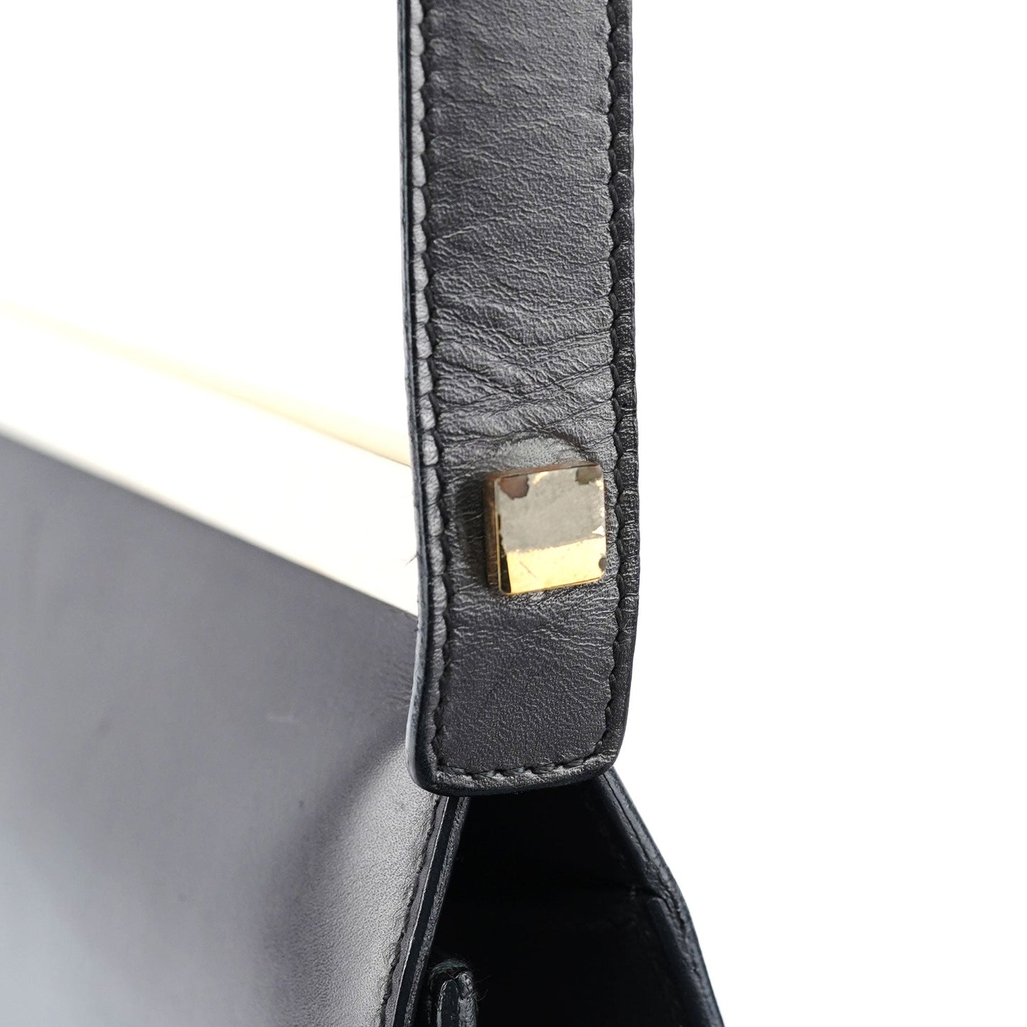 Anthracite Calfskin Flap Shoulder Bag