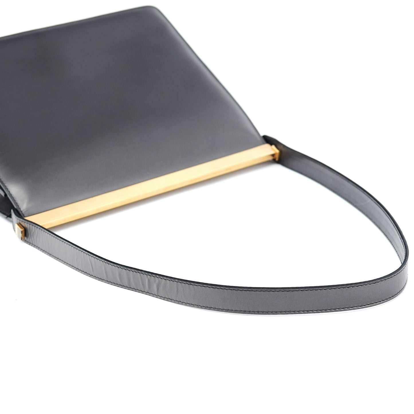 Anthracite Calfskin Flap Shoulder Bag