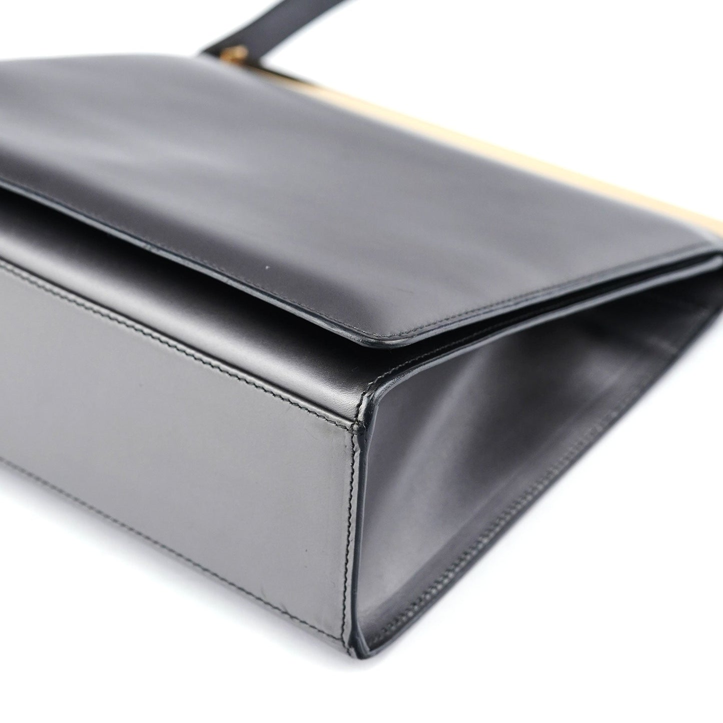 Anthracite Calfskin Flap Shoulder Bag