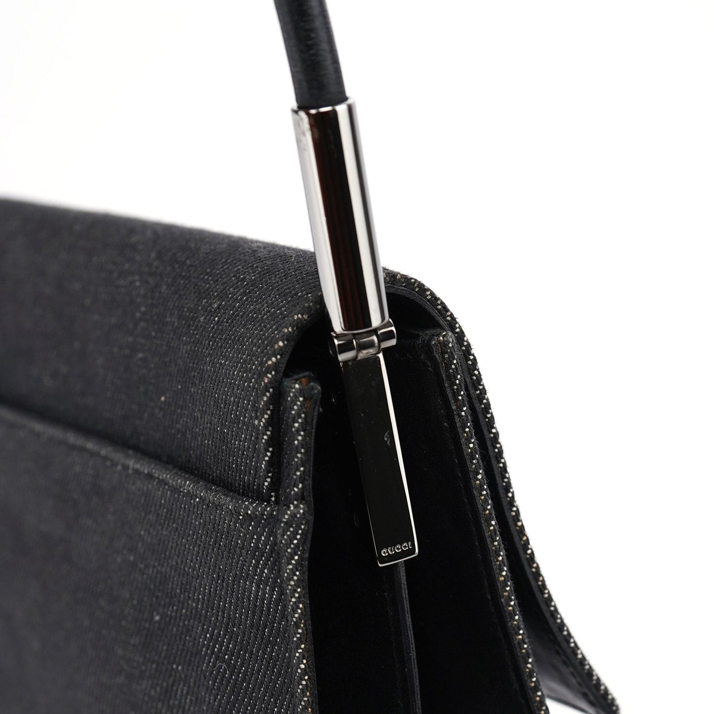 Anthracite Denim Flap Shoulder Bag