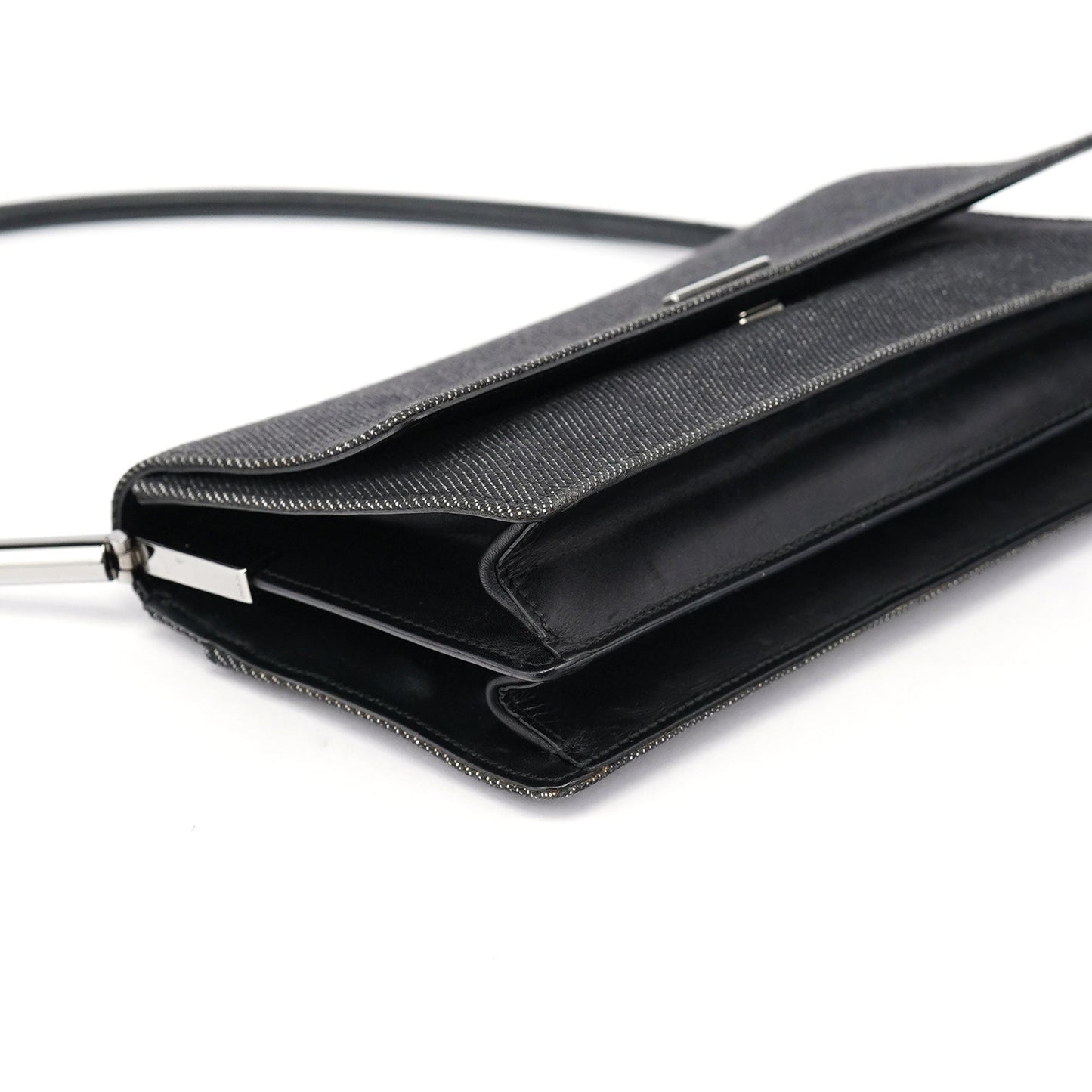 Anthracite Denim Flap Shoulder Bag