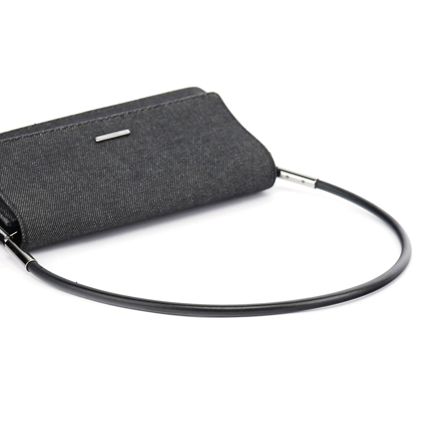 Anthracite Denim Flap Shoulder Bag