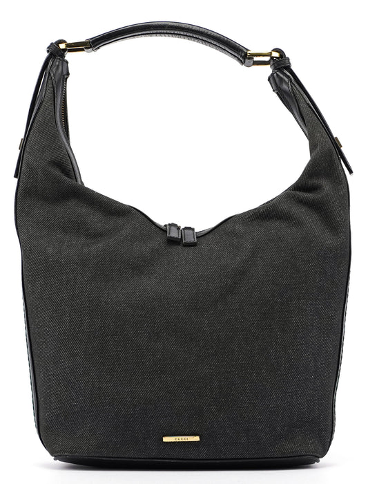 Anthracite Denim V Hobo Bag