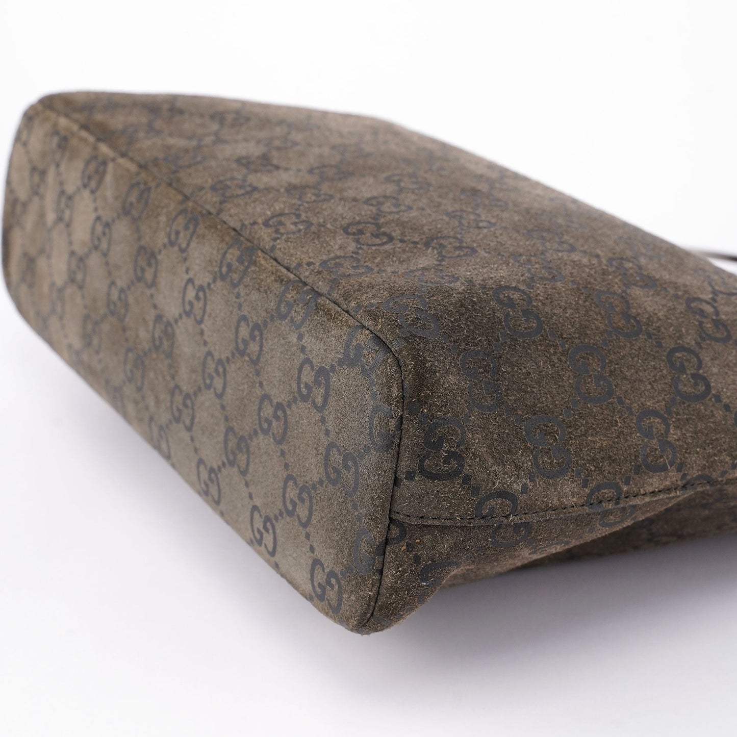 Anthracite GG Suede Metal Handle Bag