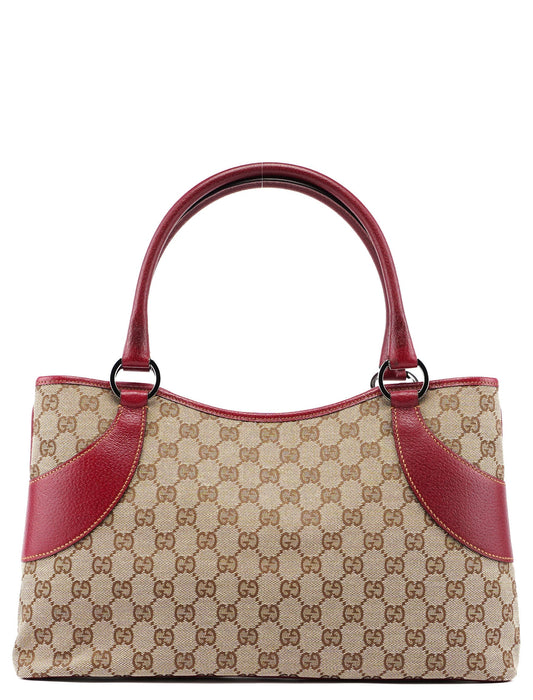 Beige Burgundy GG Tote Bag