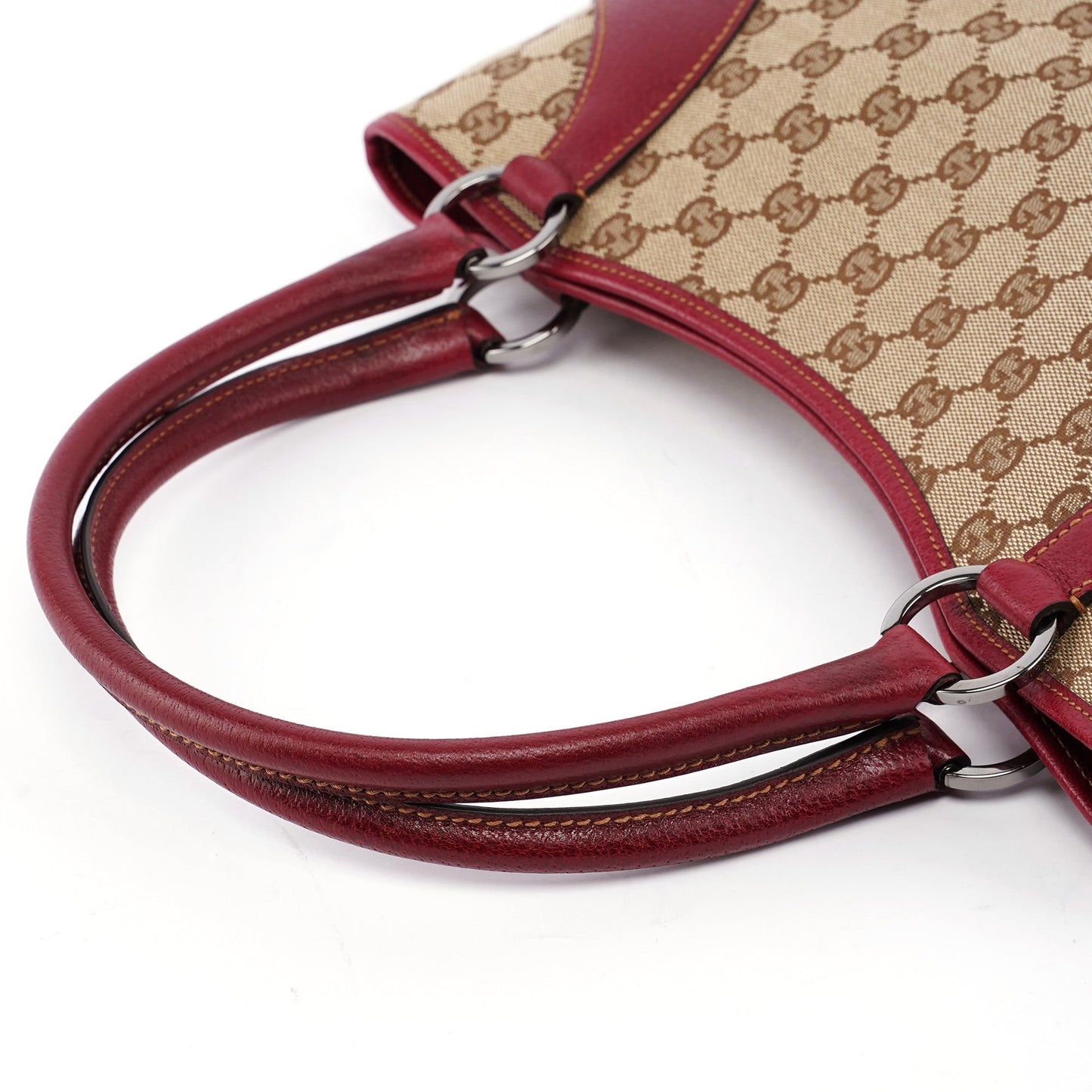 Beige Burgundy GG Tote Bag
