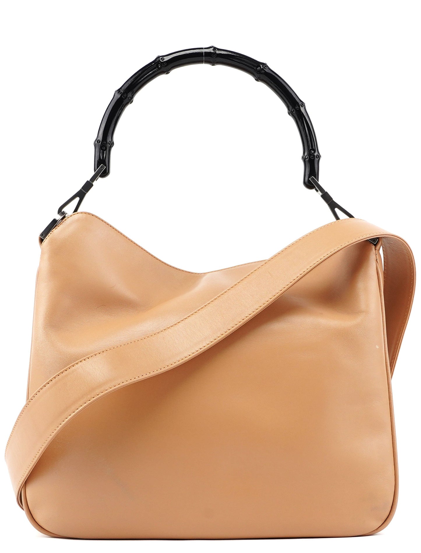 Beige Calfskin Bamboo 2-Way Bag