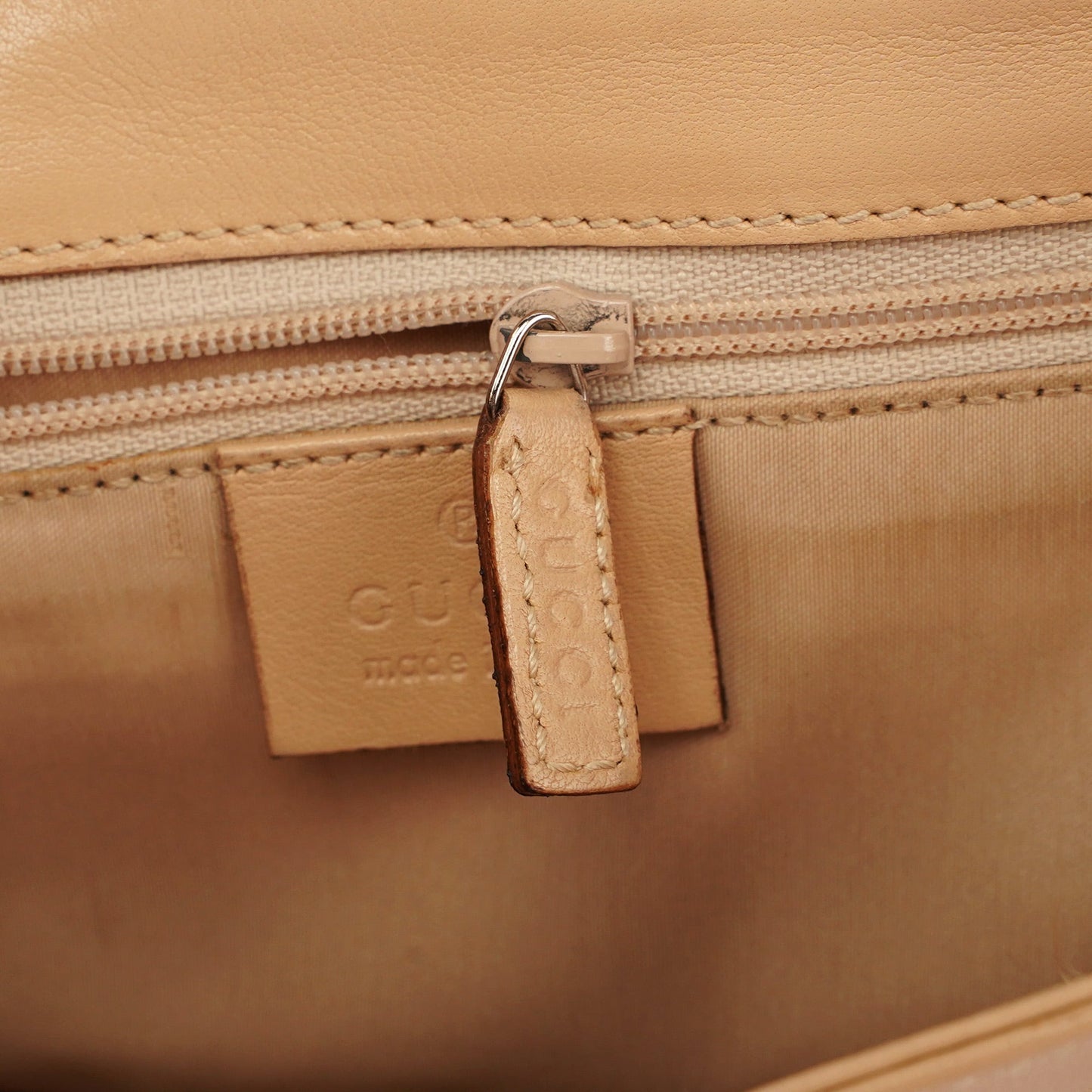 Beige Calfskin Chain Shoulder Bag