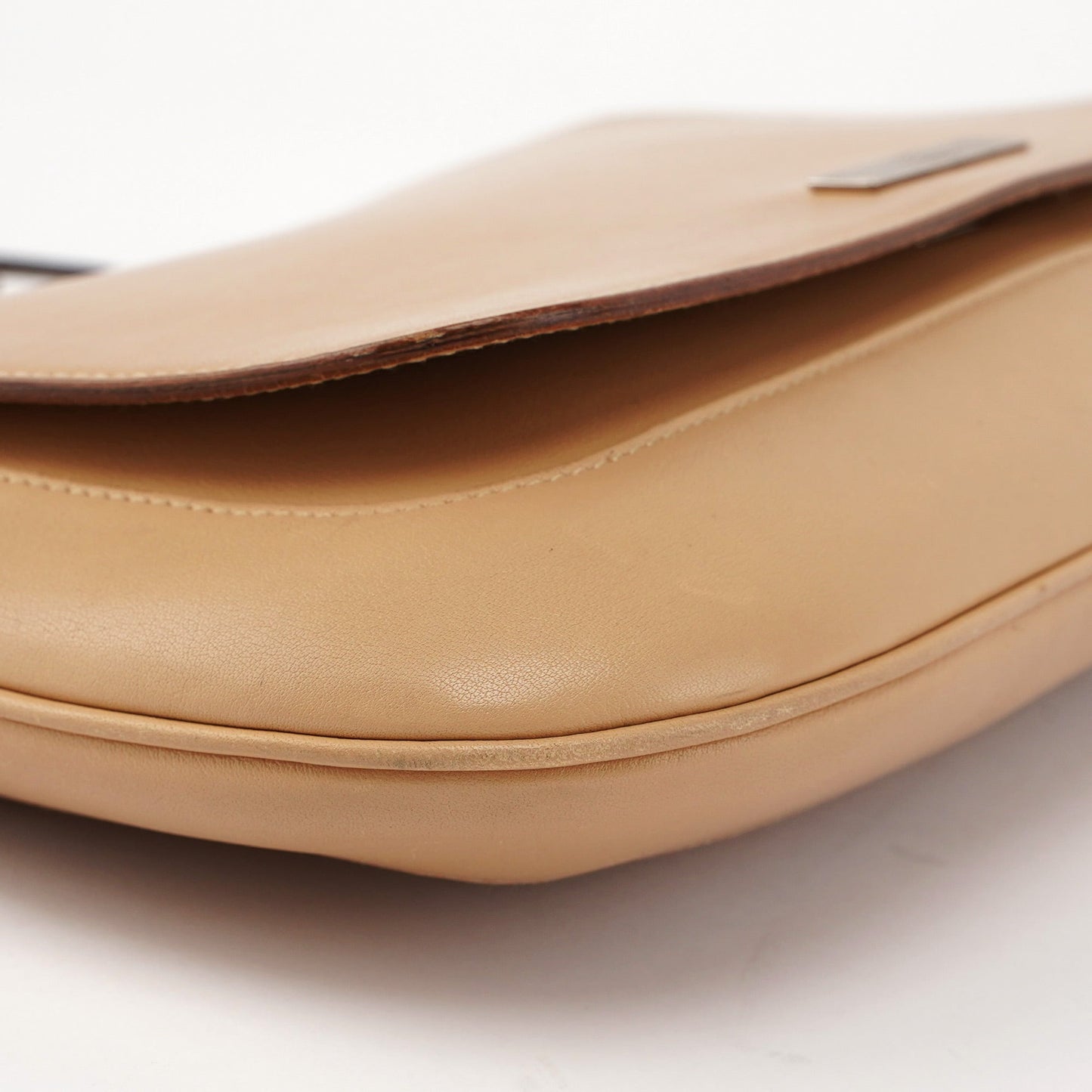 Beige Calfskin Chain Shoulder Bag