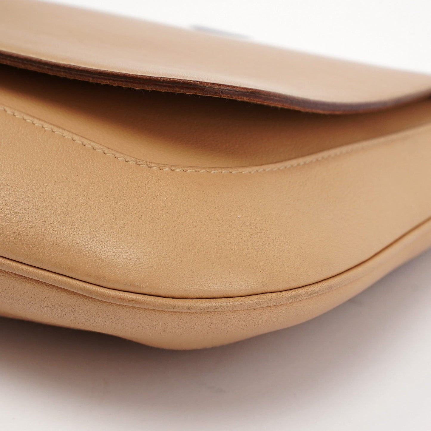 Beige Calfskin Chain Shoulder Bag