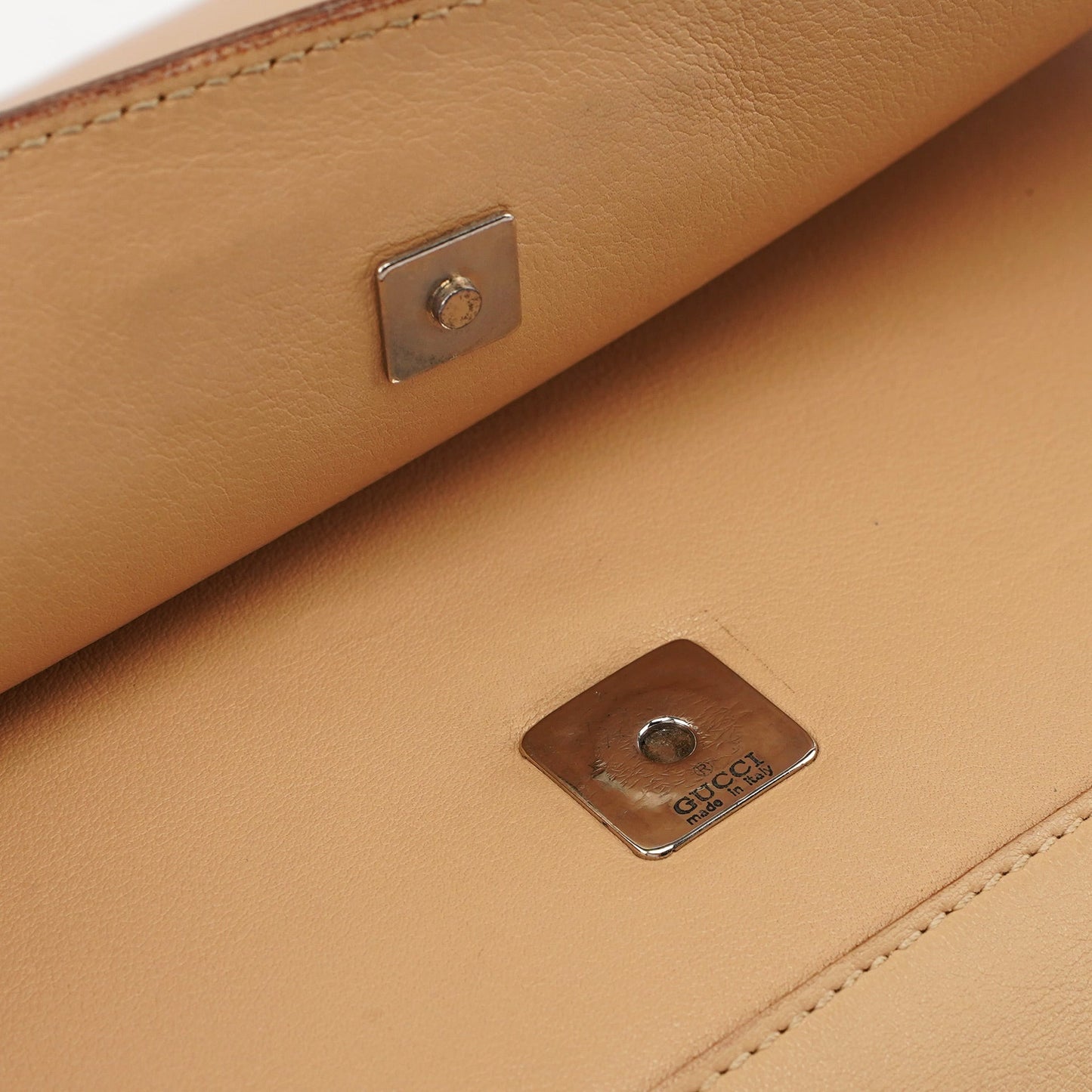 Beige Calfskin Chain Shoulder Bag