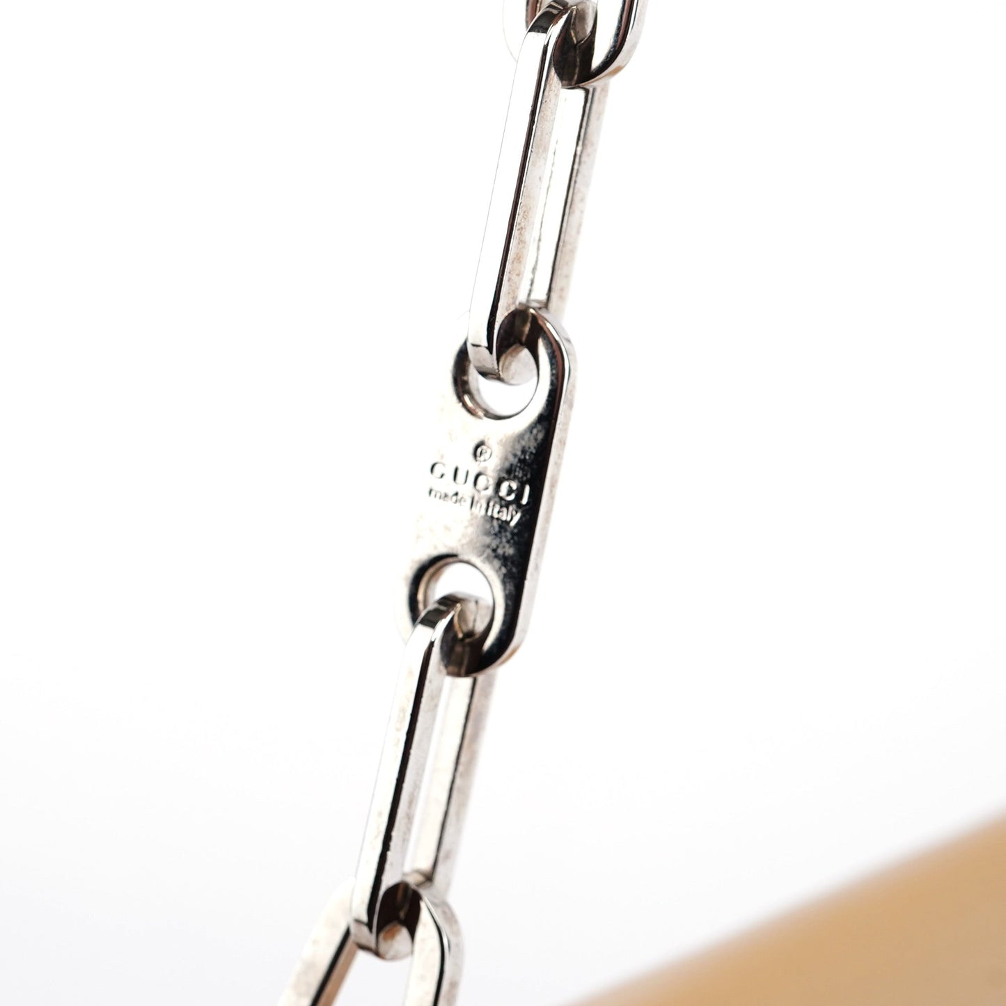 Beige Calfskin Chain Shoulder Bag