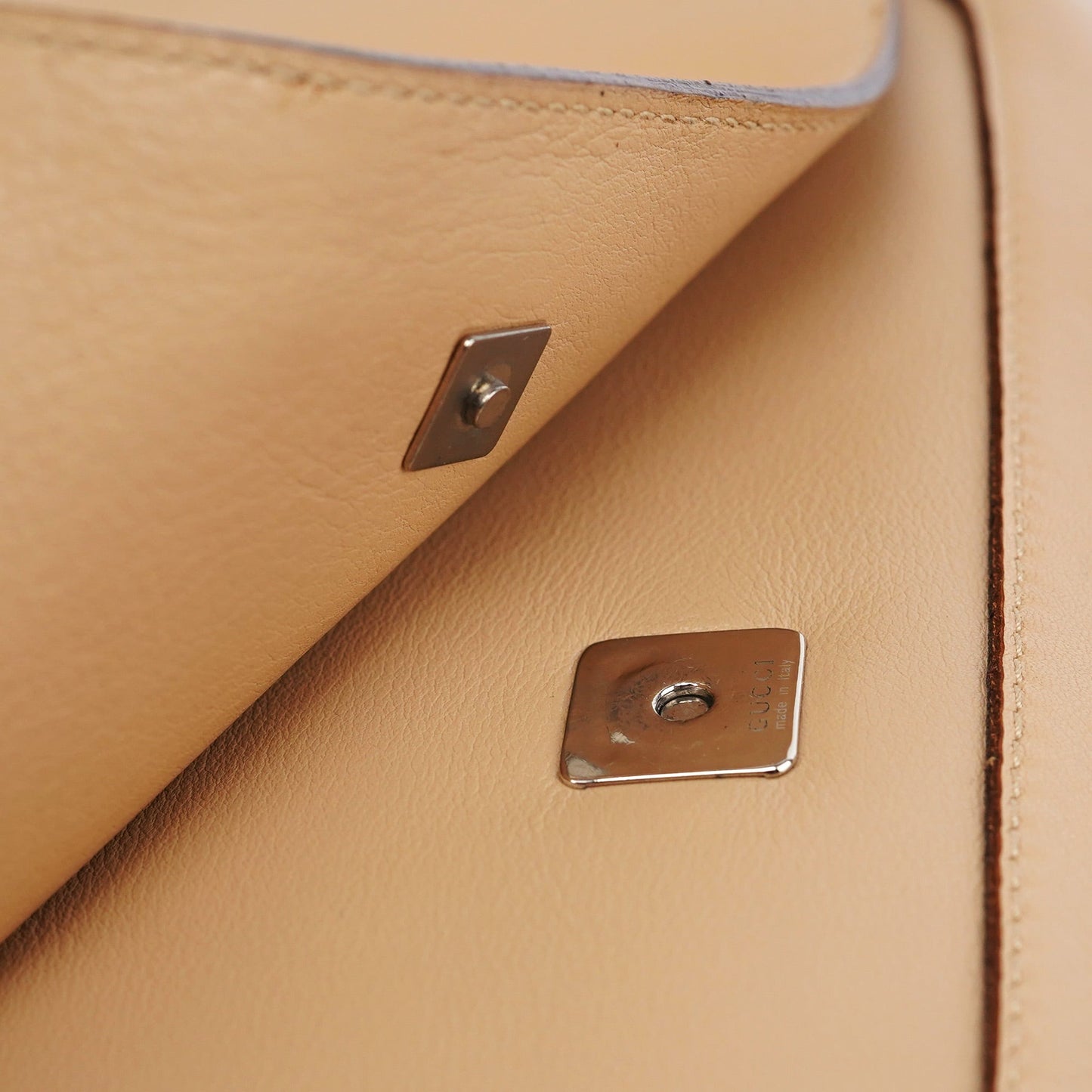 Beige Calfskin Chain Shoulder Bag