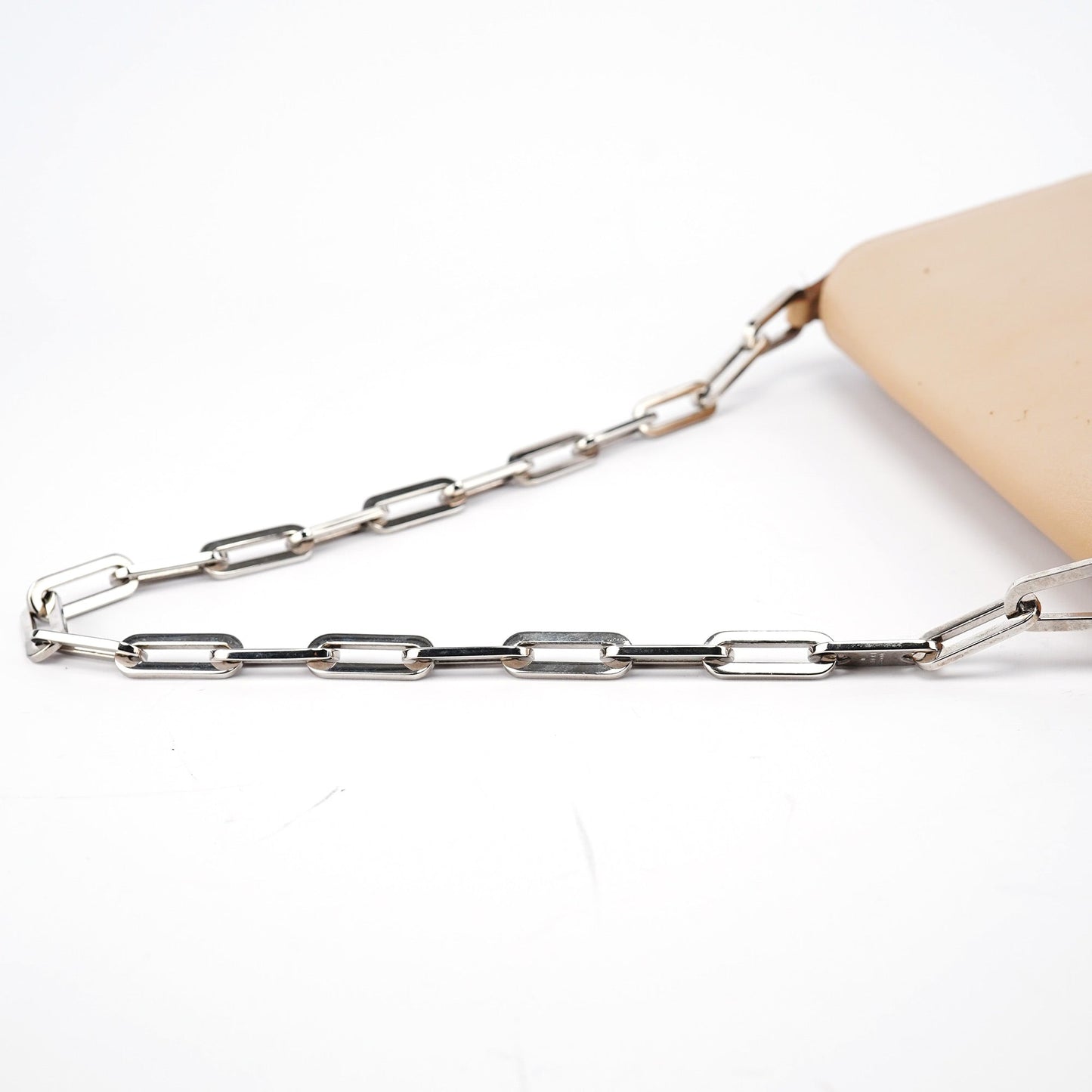 Beige Calfskin Chain Shoulder Bag