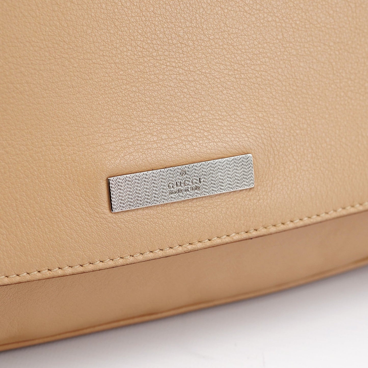 Beige Calfskin Chain Shoulder Bag