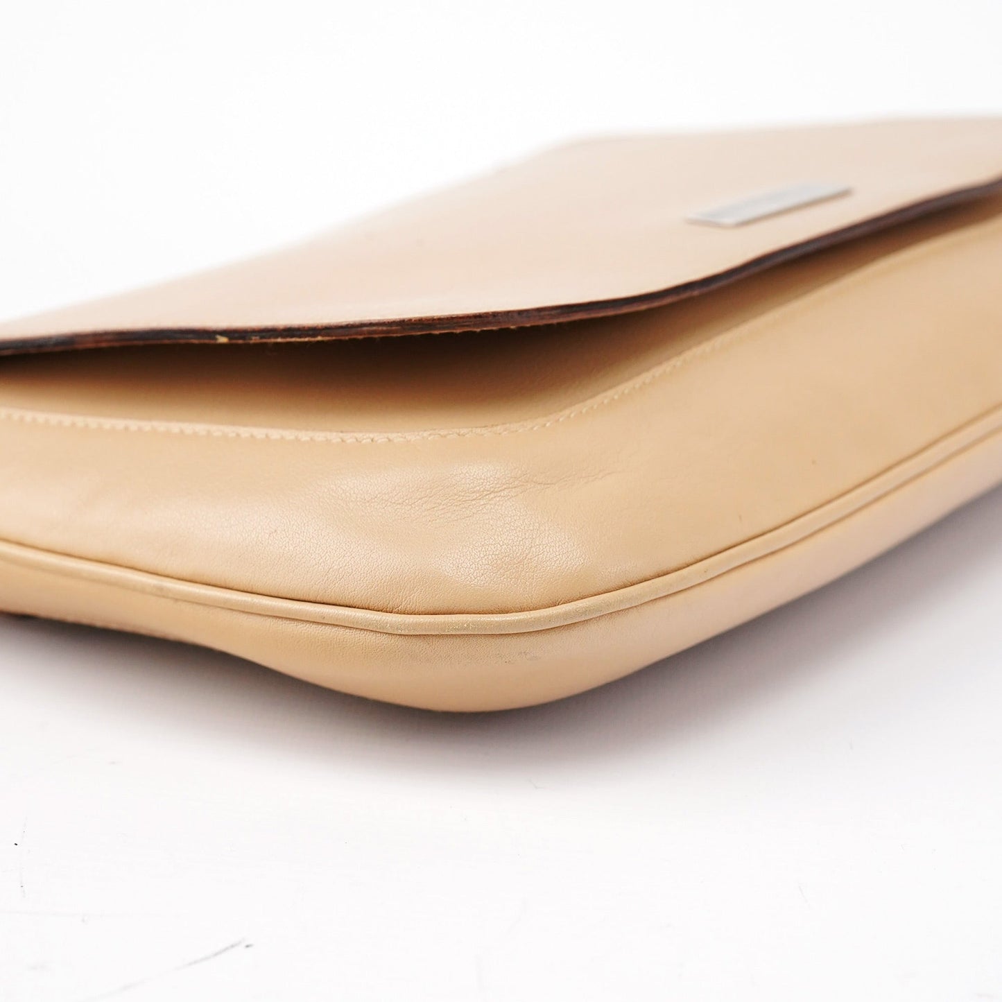 Beige Calfskin Chain Shoulder Bag