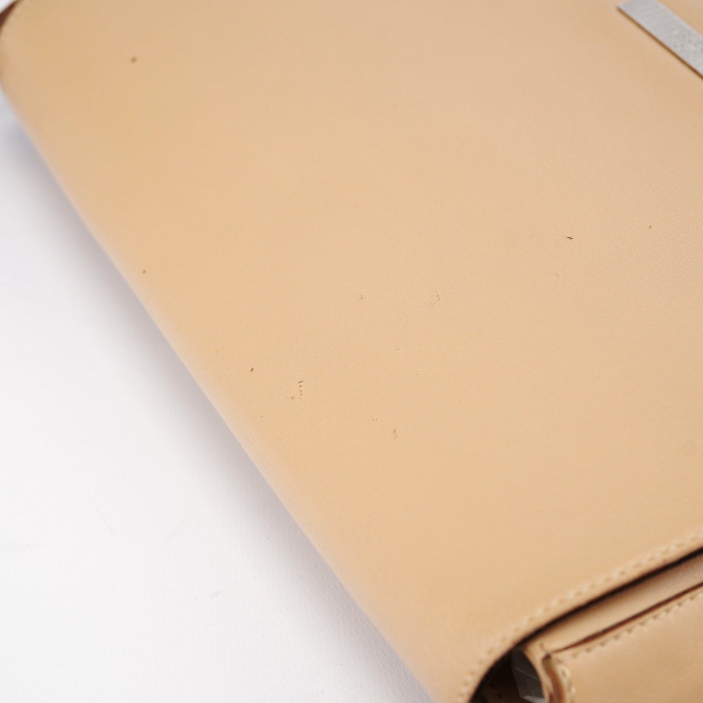 Beige Calfskin Chain Shoulder Bag