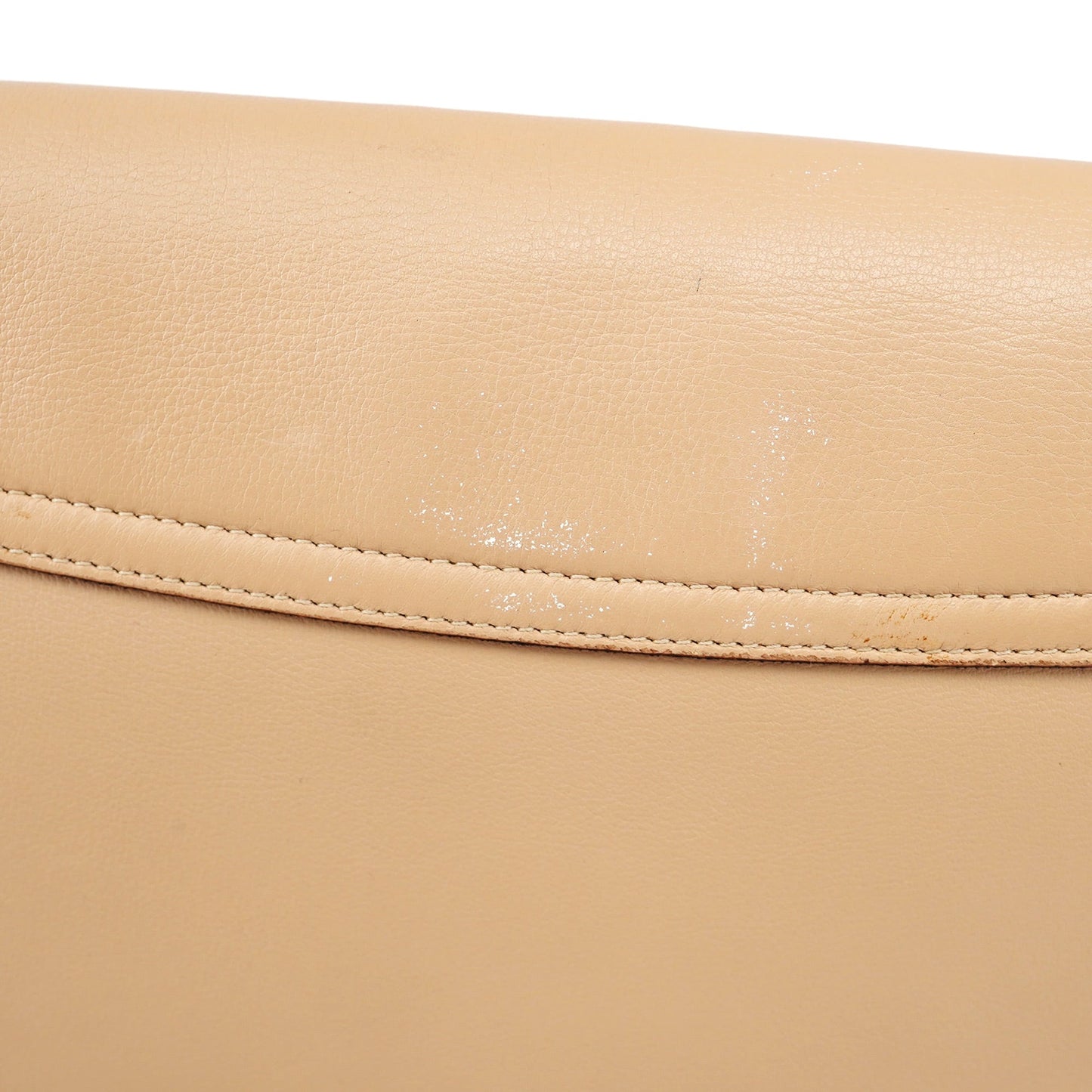 Beige Calfskin Chain Shoulder Bag