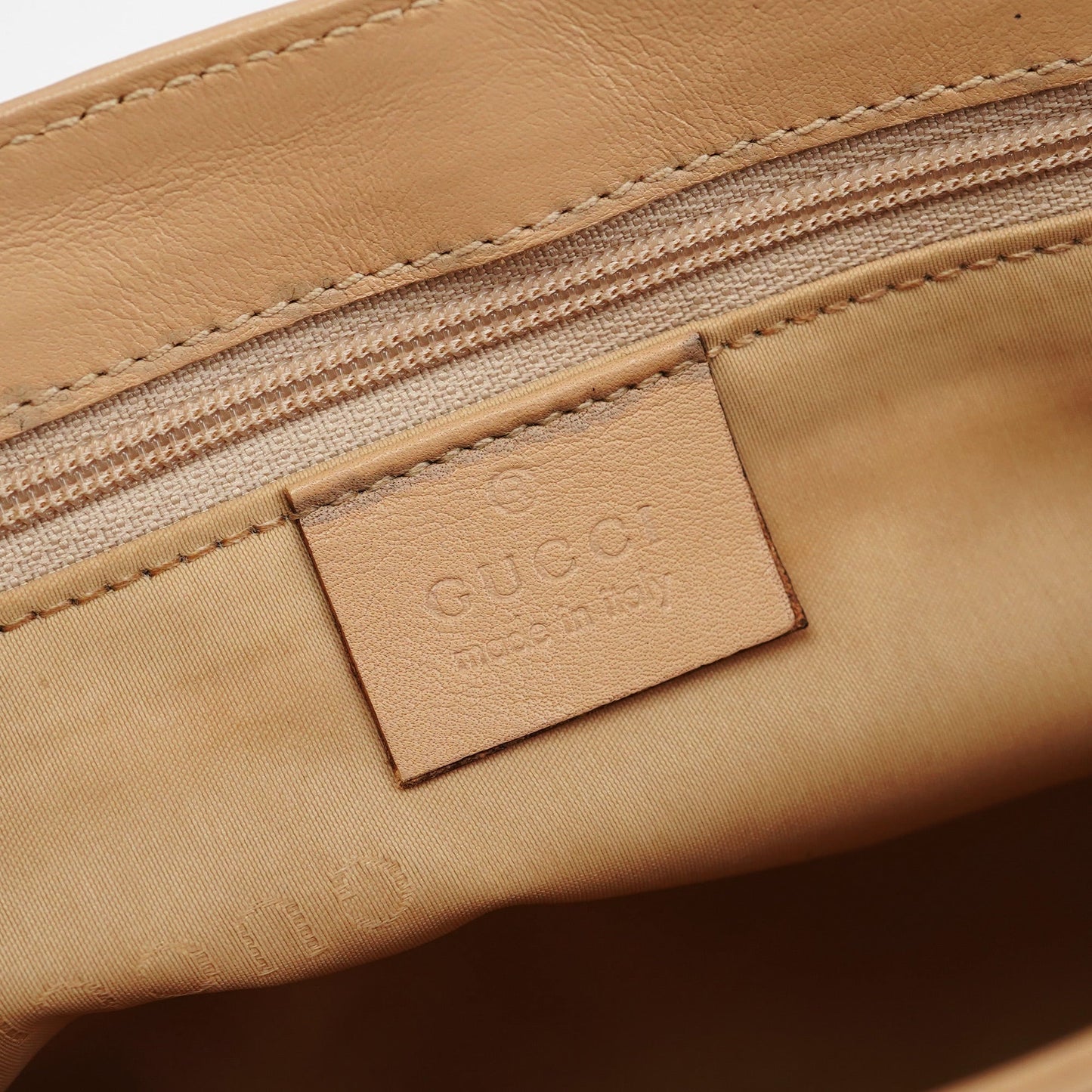 Beige Calfskin Chain Shoulder Bag