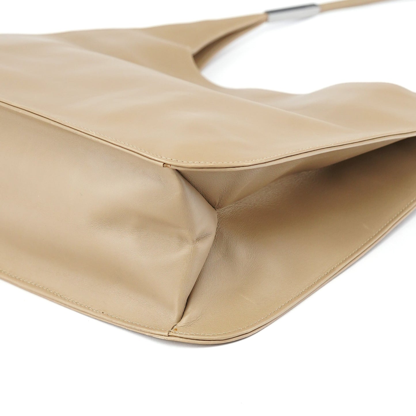 Beige Calfskin Hobo Shoulder Bag