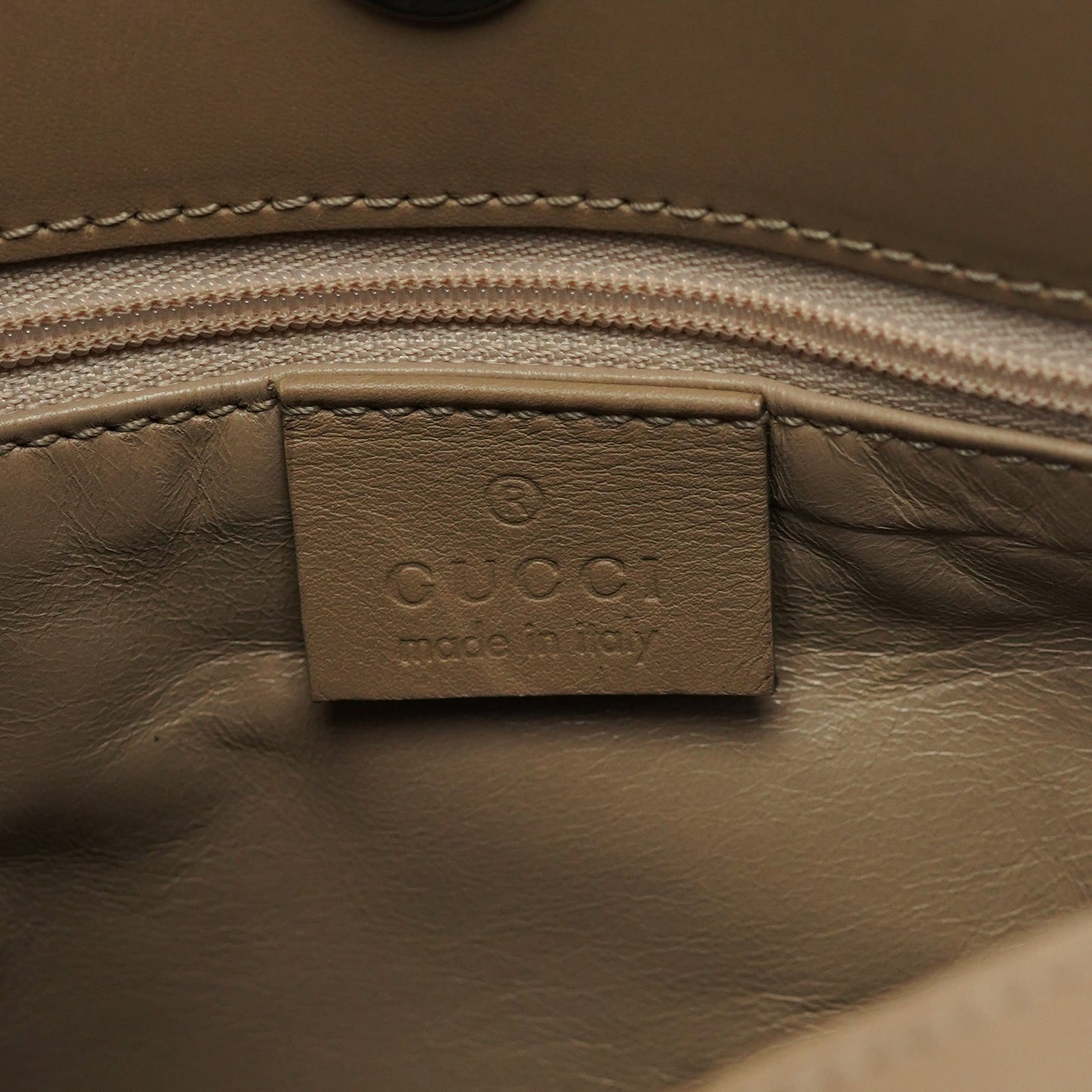 Beige Calfskin Hobo Shoulder Bag