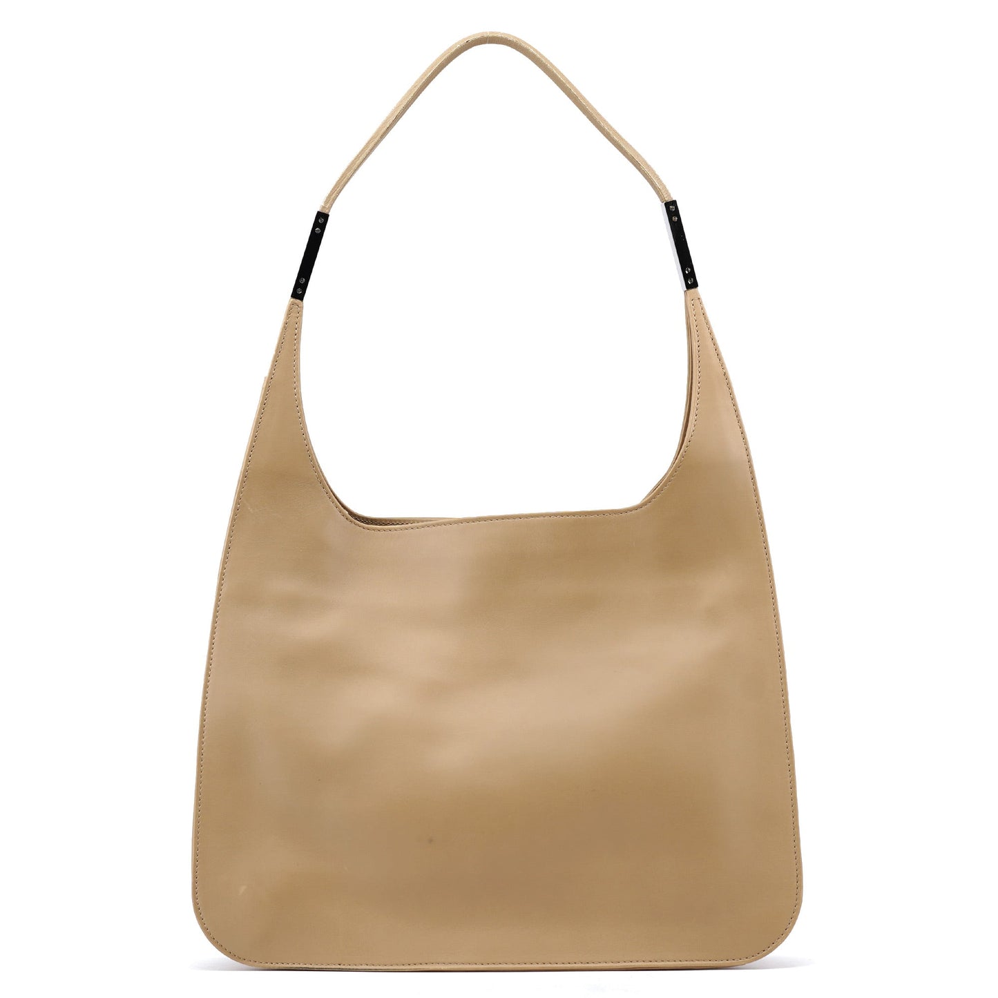 Beige Calfskin Hobo Shoulder Bag