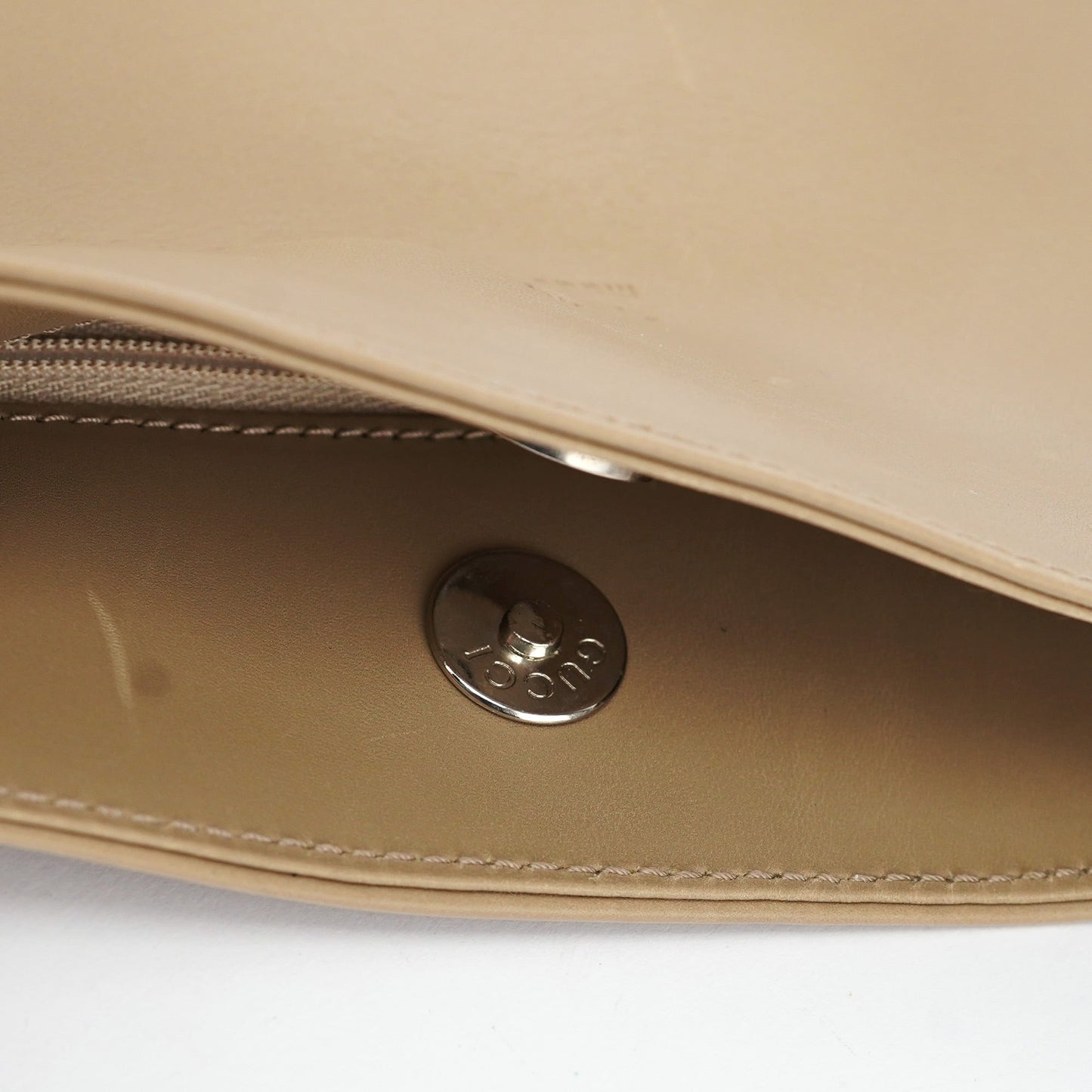 Beige Calfskin Hobo Shoulder Bag