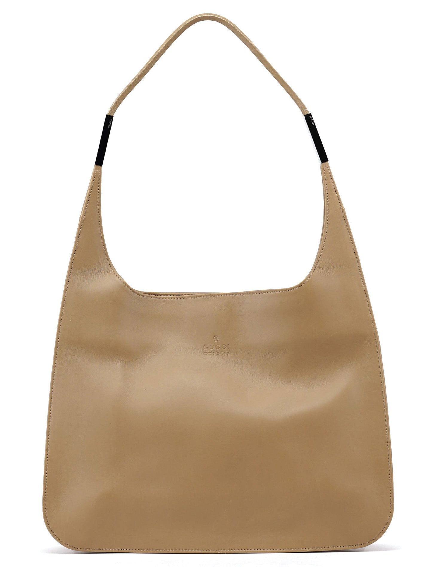 Beige Calfskin Hobo Shoulder Bag